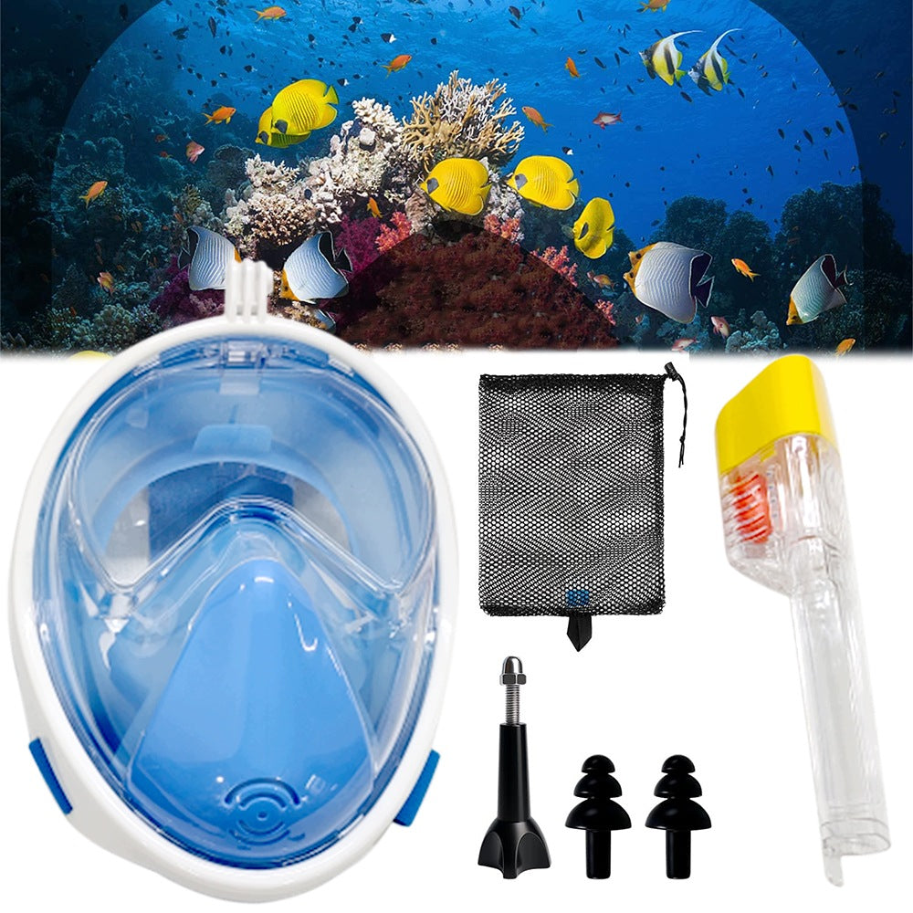 DIVING MASK FULL FACE BLUE FOR SNORKELING L/XL DOES NOT EVAPORATE