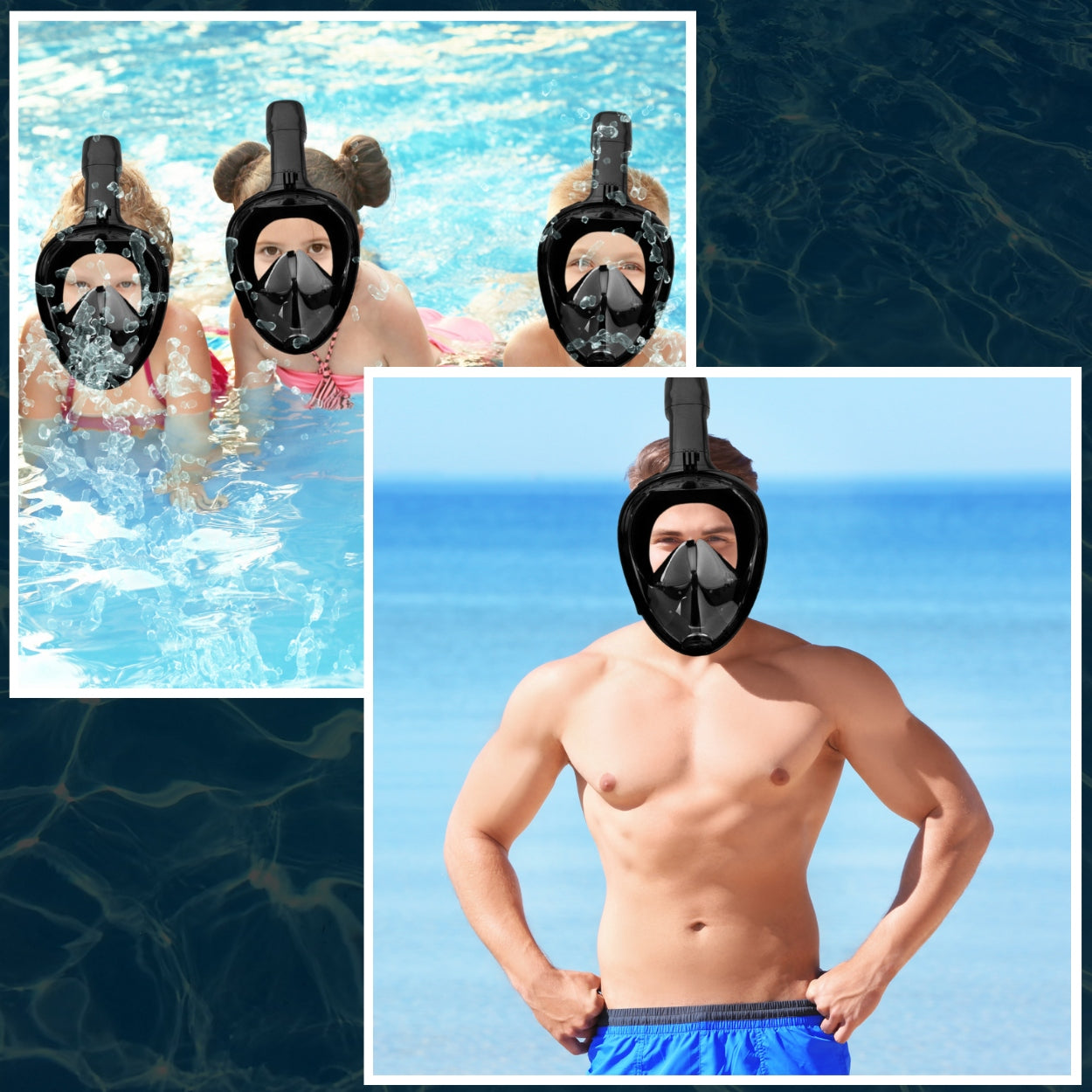 DIVING MASK FULL FACE UNIVERSAL L-XL Color black