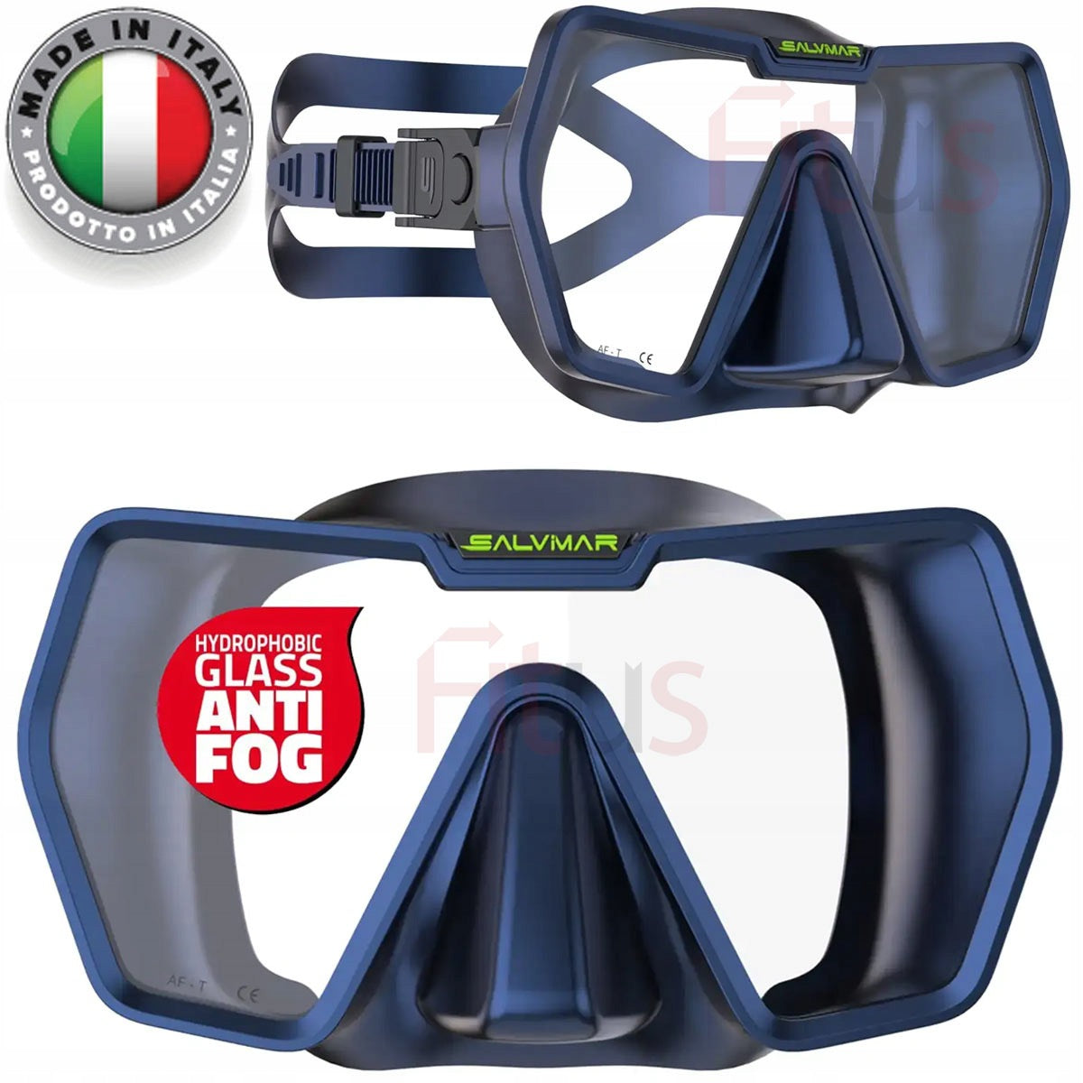 DIVING MASK SALVIMAR DRAKE ANTIFOG FREEDIVING PANORAMIC HUNTING BLUE
