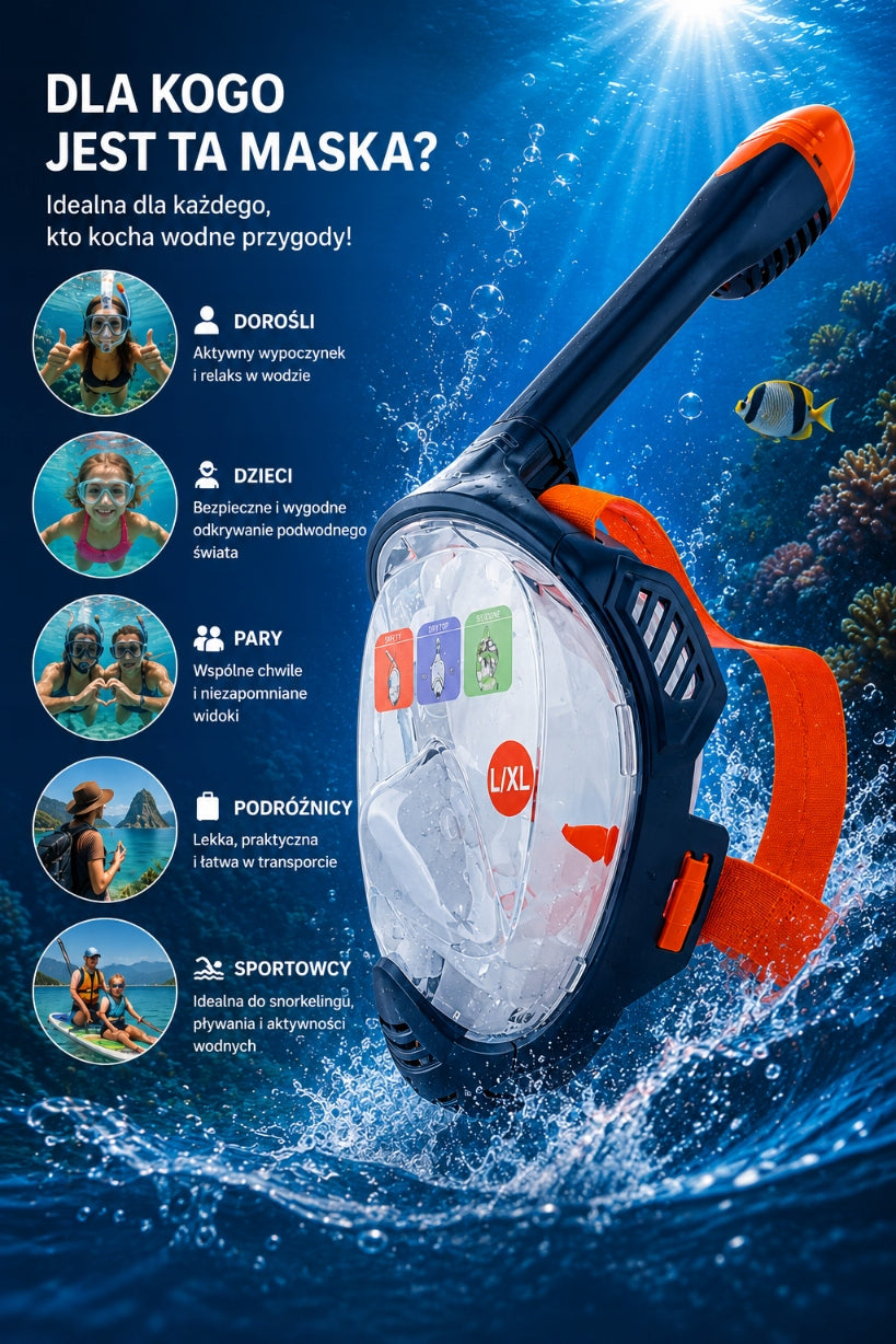 DIVING MASK SNORKELING FULL FACE FOR WATER L/XL Color multicolor