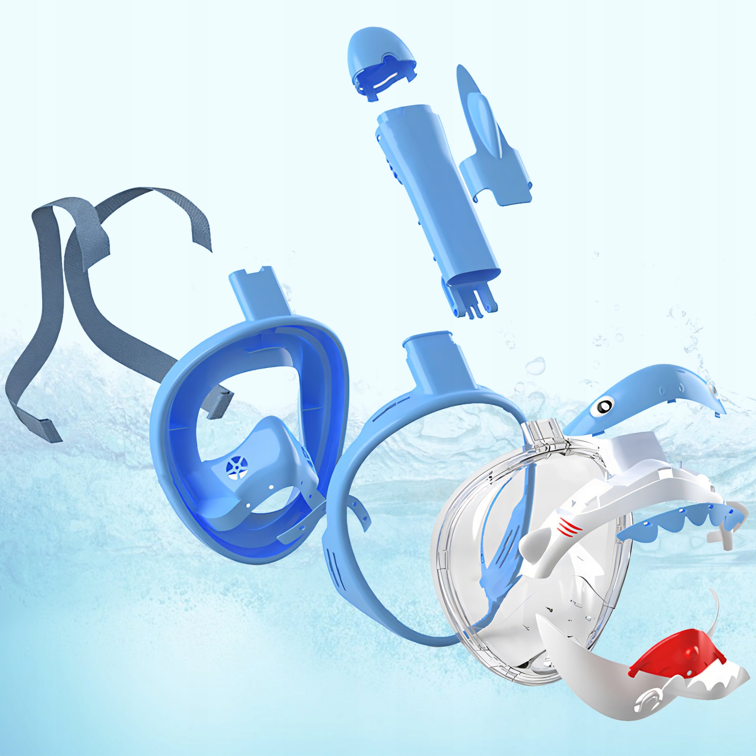 DIVING MASK SNORKELING FULL FACE S/XS FOR SWIMMING FOR CHILDREN Color blue