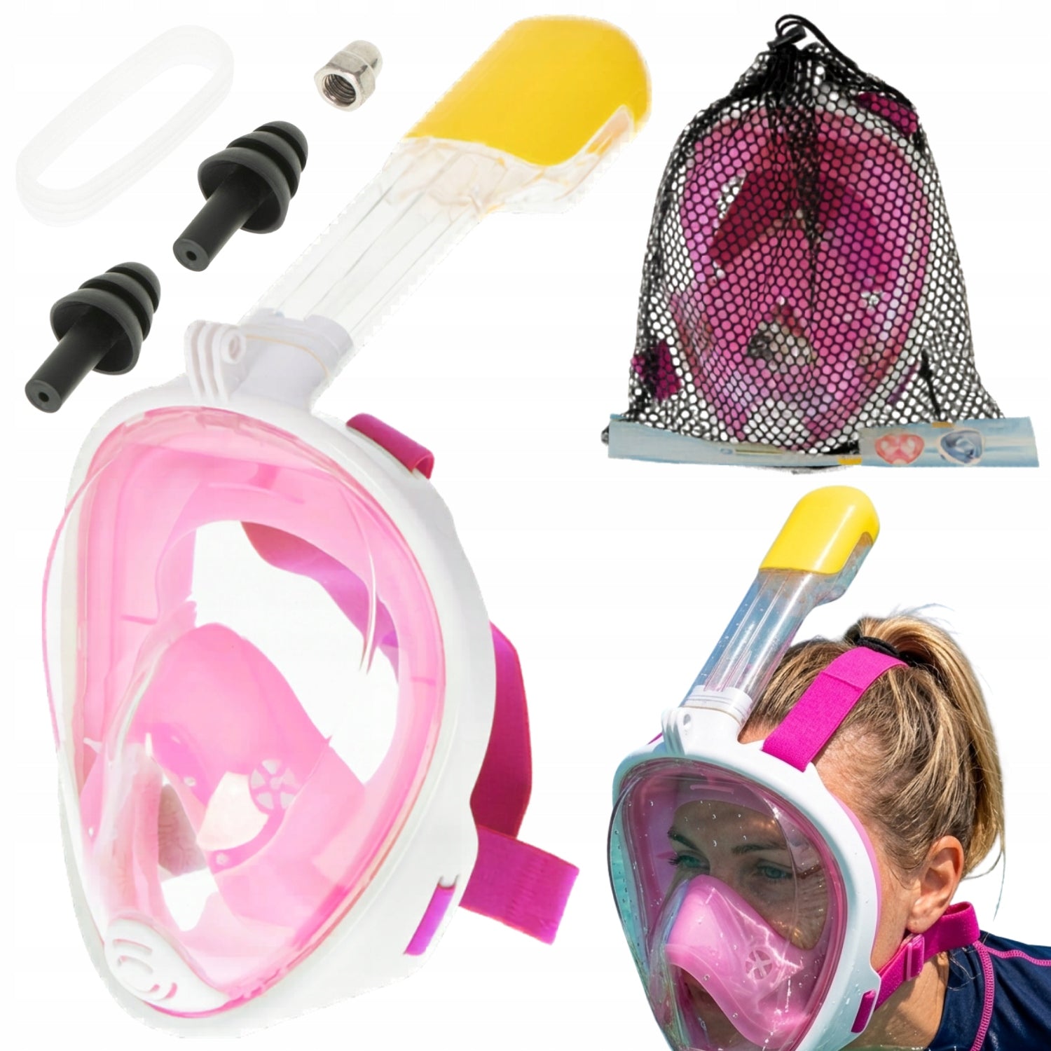 DIVING MASK SNORKELING WITH TUBE FULL FACE FOLDING S/M TIGHT