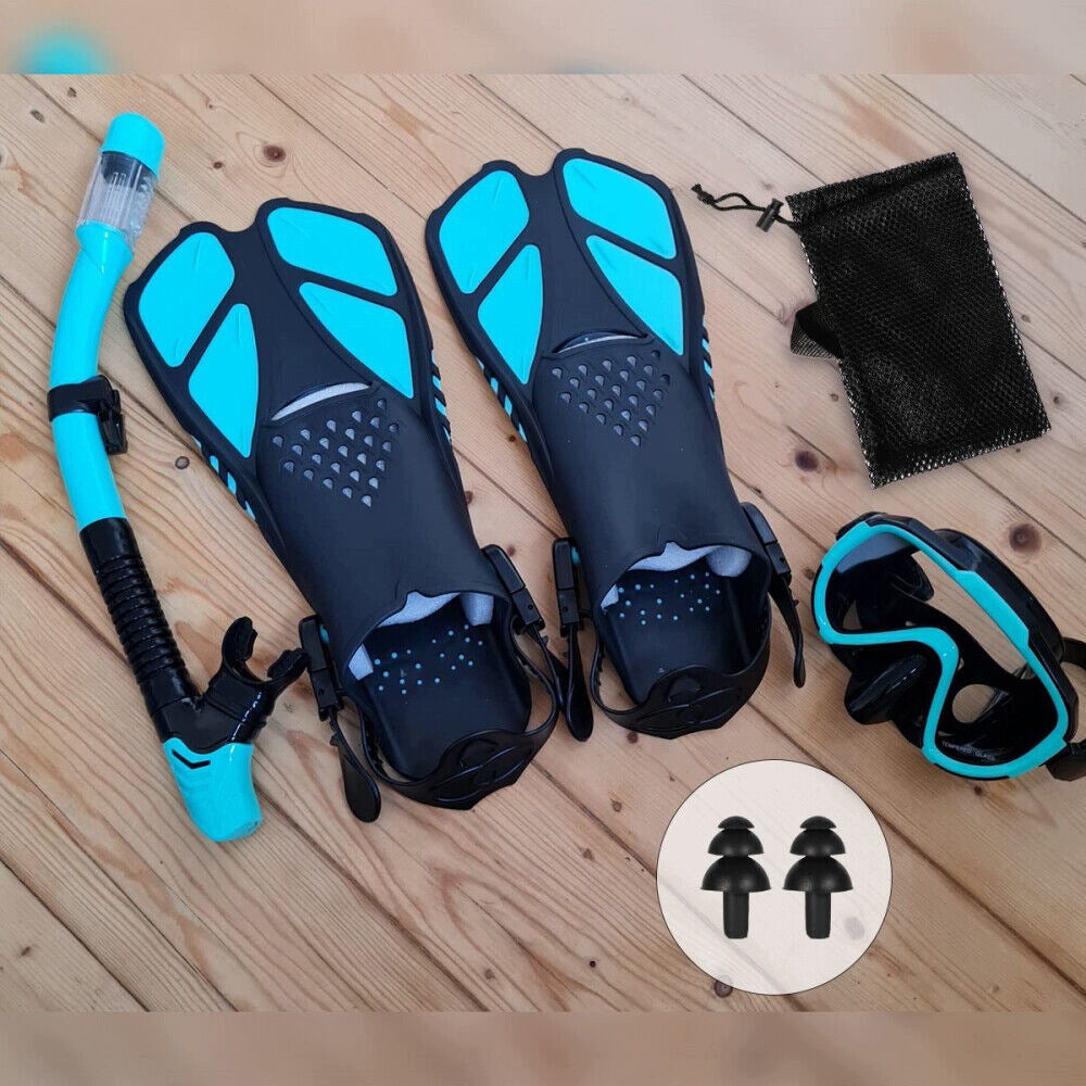 DIVING MASK SWIMMING GOGGLES WITH SNORKEL SET ML/XL Color blue