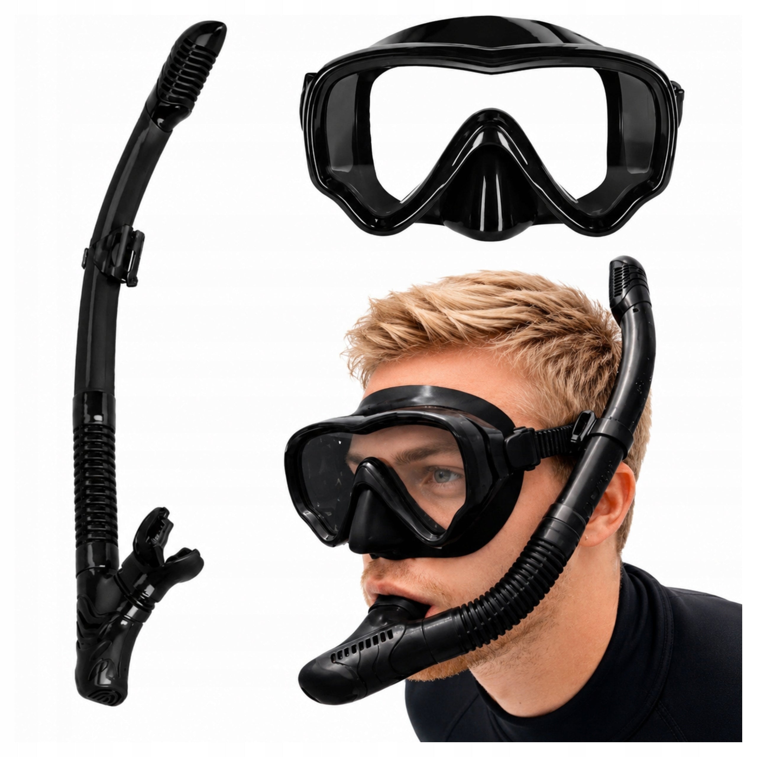DIVING MASK WITH DRY SNORKEL PANORAMIC 180° SNORKELING