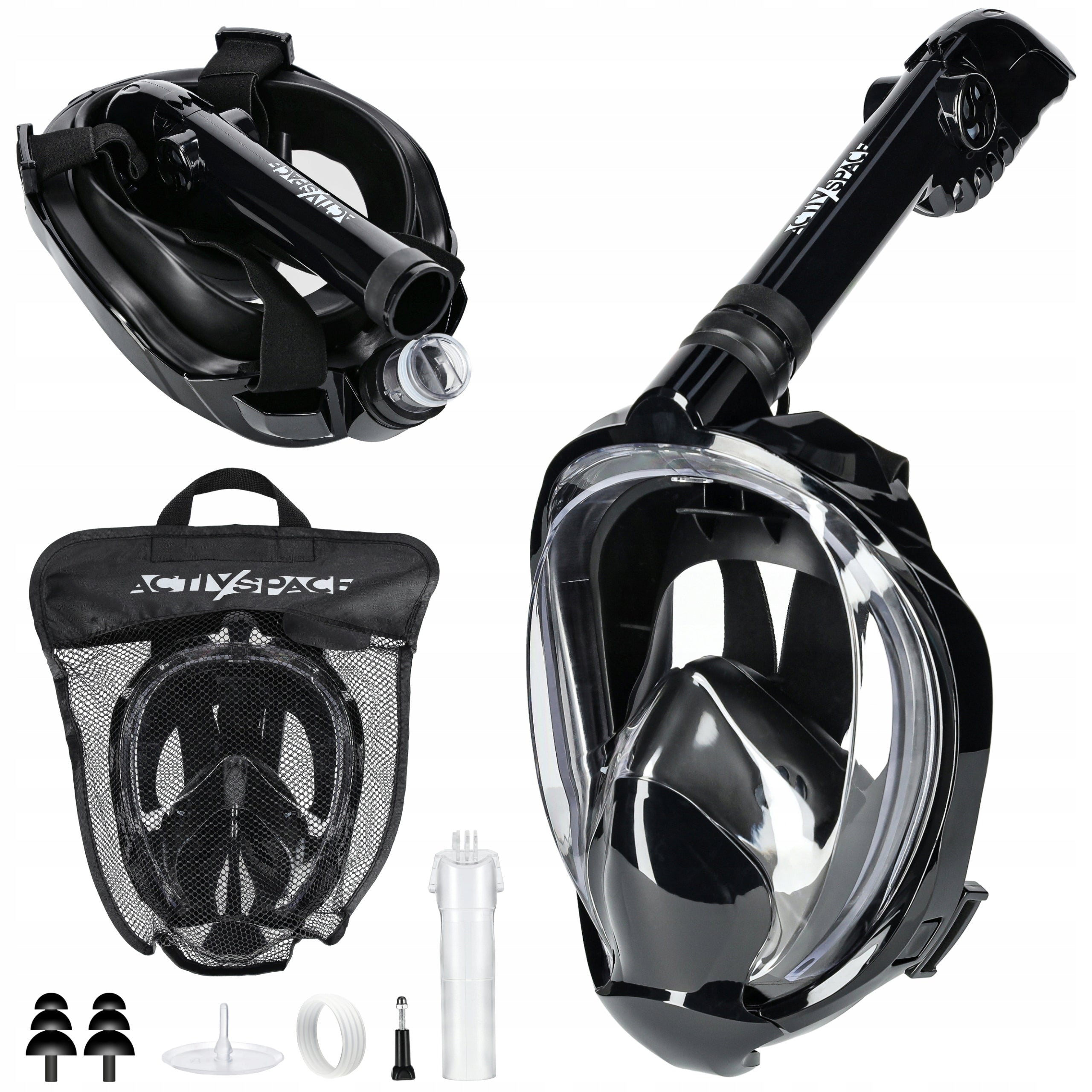 DIVING MASK WITH FOLDING TUBE FULL FACE PANORAMIC DRY TOP S/M