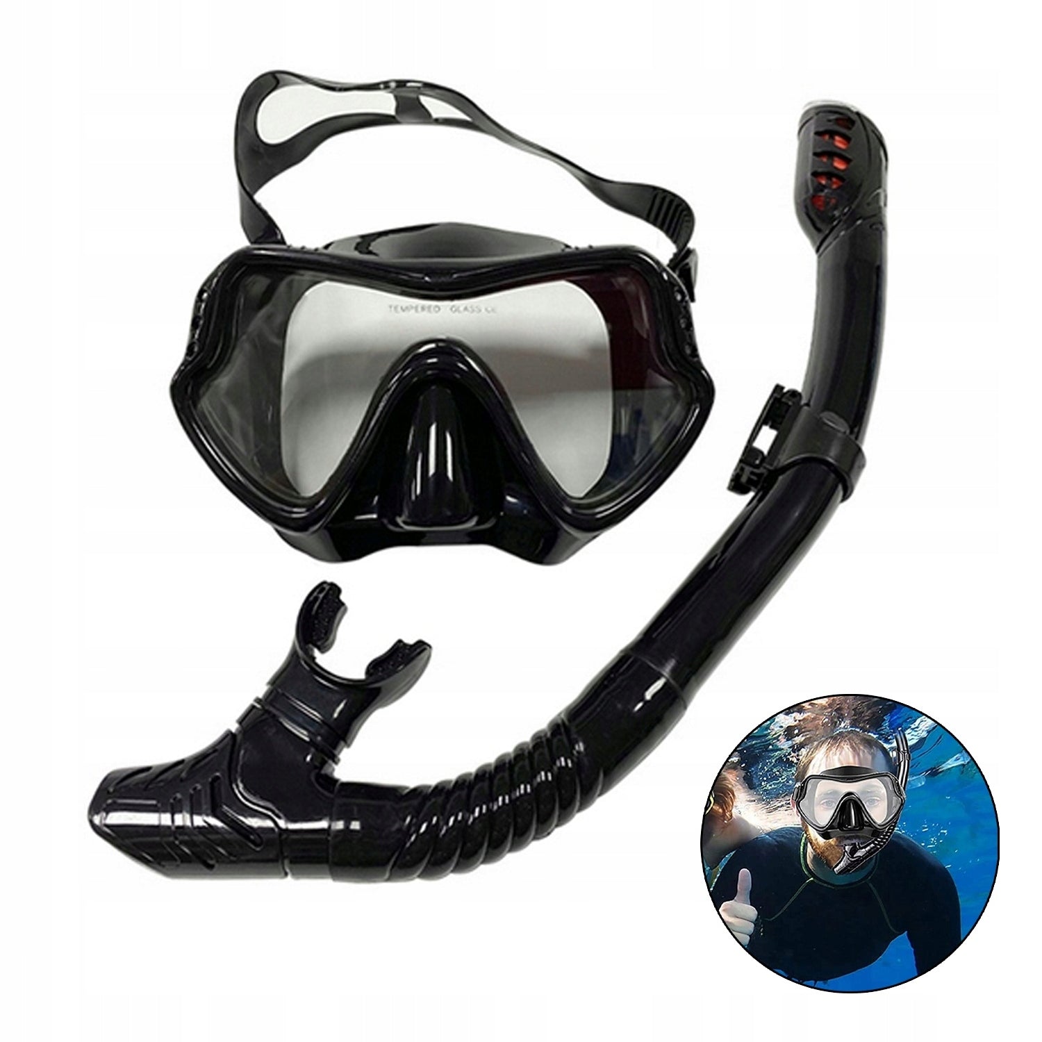 DIVING SET MASK AND SNORKEL GLASSES AND SNORKEL TUBE BEON