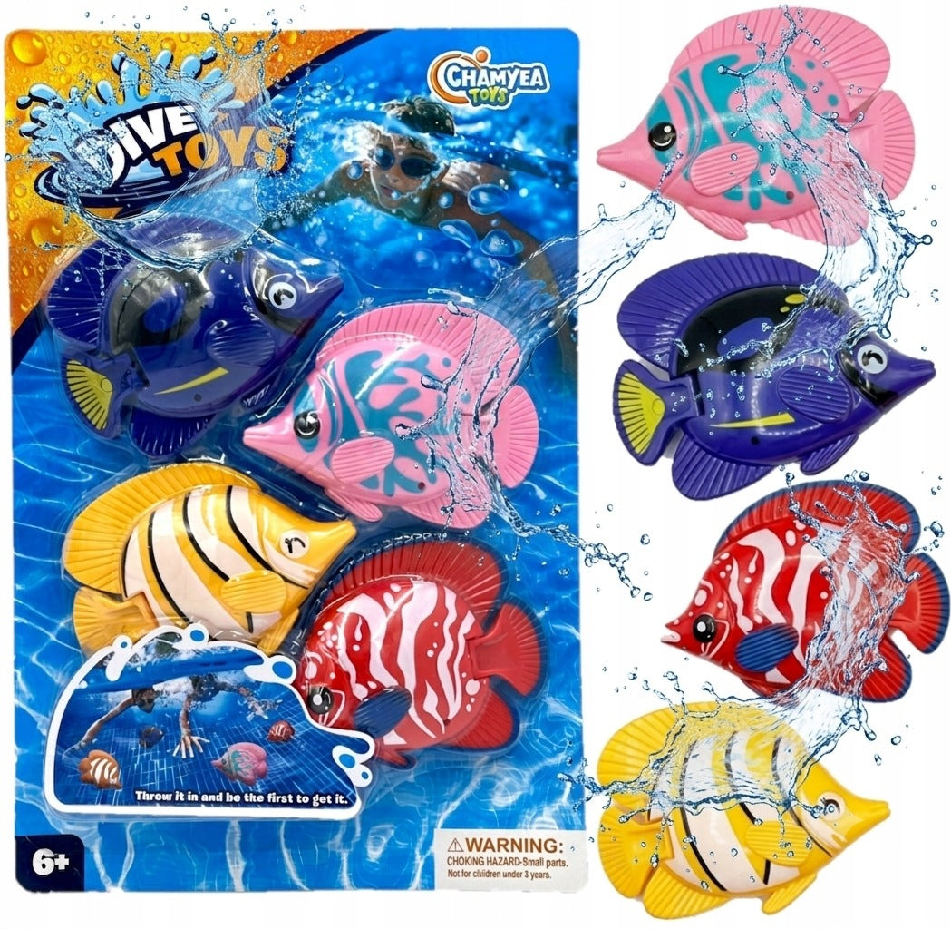 DIVING TOYS FISH FOR WATER POOL BATHTUB FISHING CAPS 4PCS