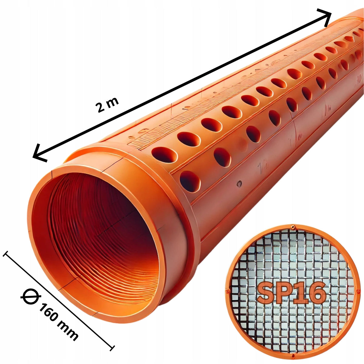 DIY KIT for pipe 2m fi 160 well net SP16 tape and screws Uniwoda