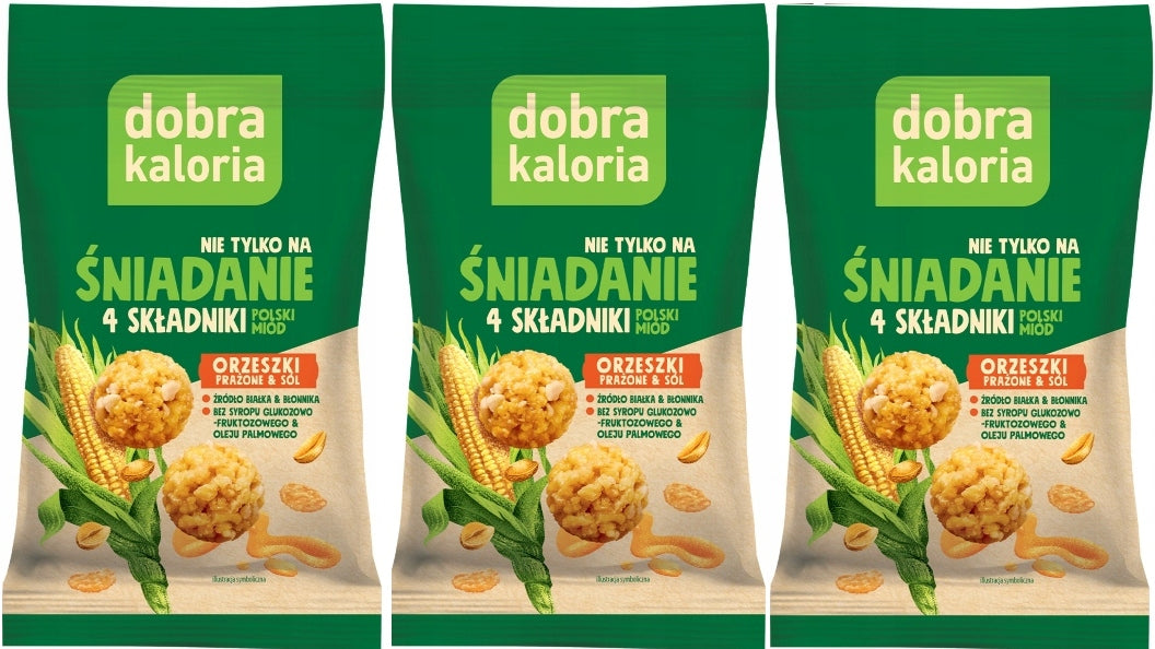 DOBRA KALORIA BALLS BREAKFAST CORN HONEY | ROASTED NUTS & SALT x3