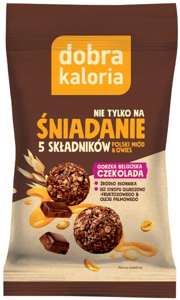 DOBRA KALORIA SNACK OATMEAL BALLS BITTER BELGIAN CHOCOLATE + HONEY 40g