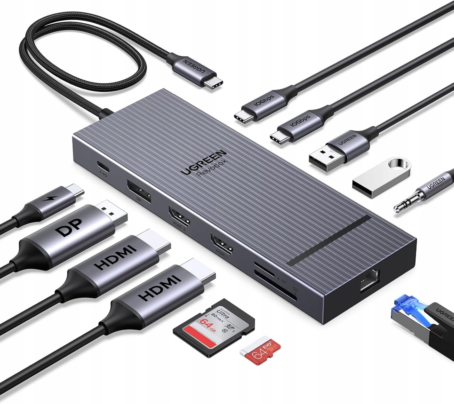 DOCKING STATION 3 MONITORS 2×HDMI 4K DISPLAYPORT USB-C 100W PD
