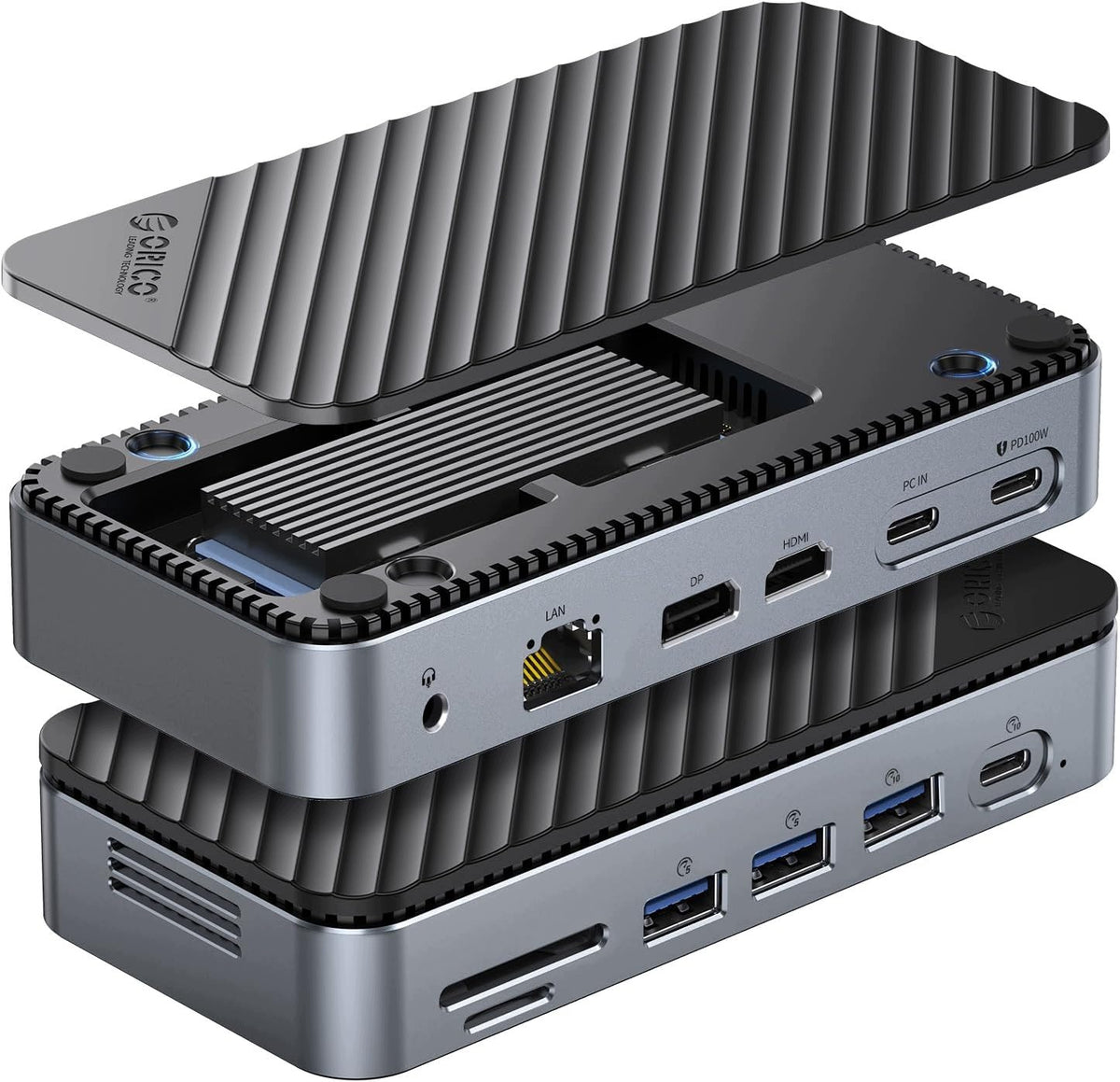 DOCKING STATION USB-C 12IN1 M.2 SSD HDMI DP 100W PD ETHERNET