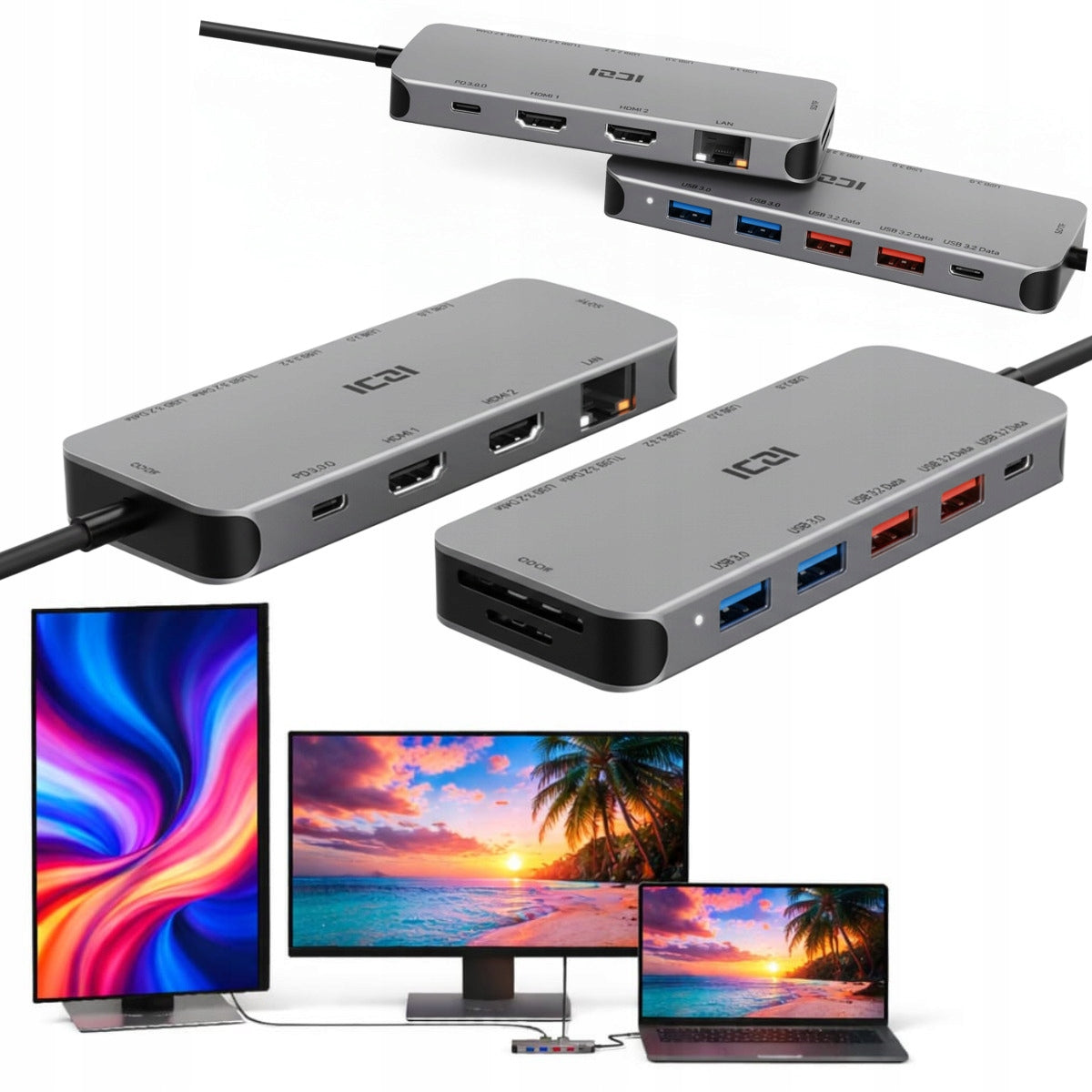DOCKING STATION WITH POWER SUPPLY FOR 2 MONITORS FOR LAPTOP NOTEBOOK HDMI CHARGES