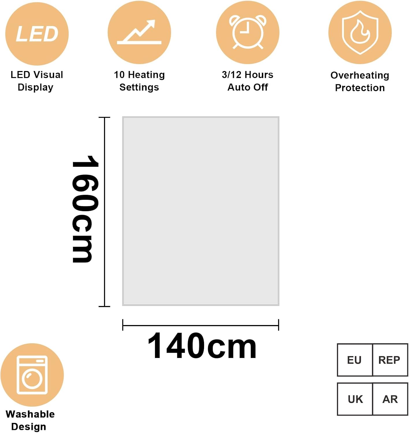 DOEL Single heating blanket 150 x 75 cm, grey Packaging status original