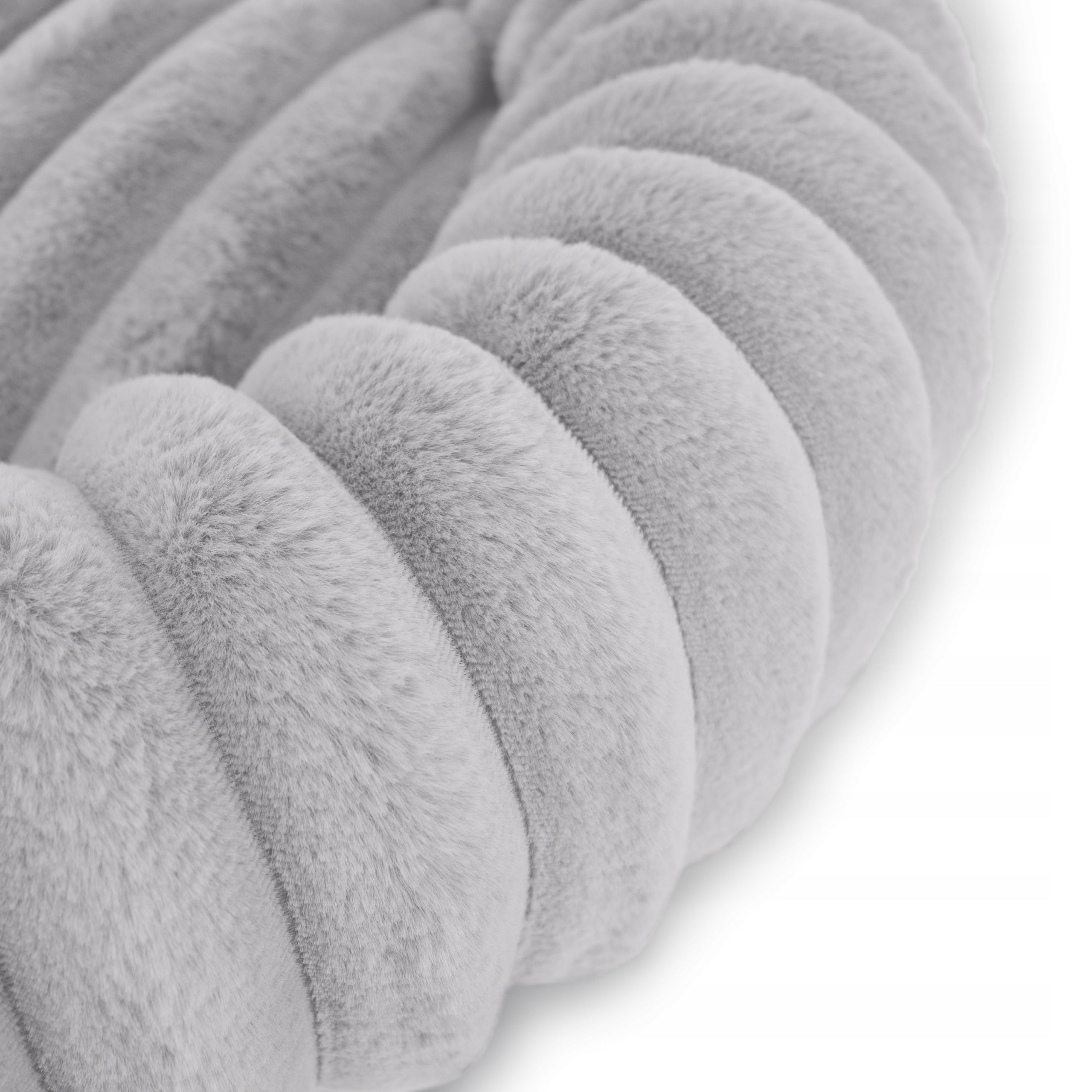 DOG AND CAT BED ROUND 60 CM SOFT ENVELOPING FUR RABBIT FUR Trade name Legowisko DOGGURU ROYAL LOUNGE 60 cm Ciepłe Miękkie Posłanie Otulające Rabbit Fur Pasy Futeko Szary