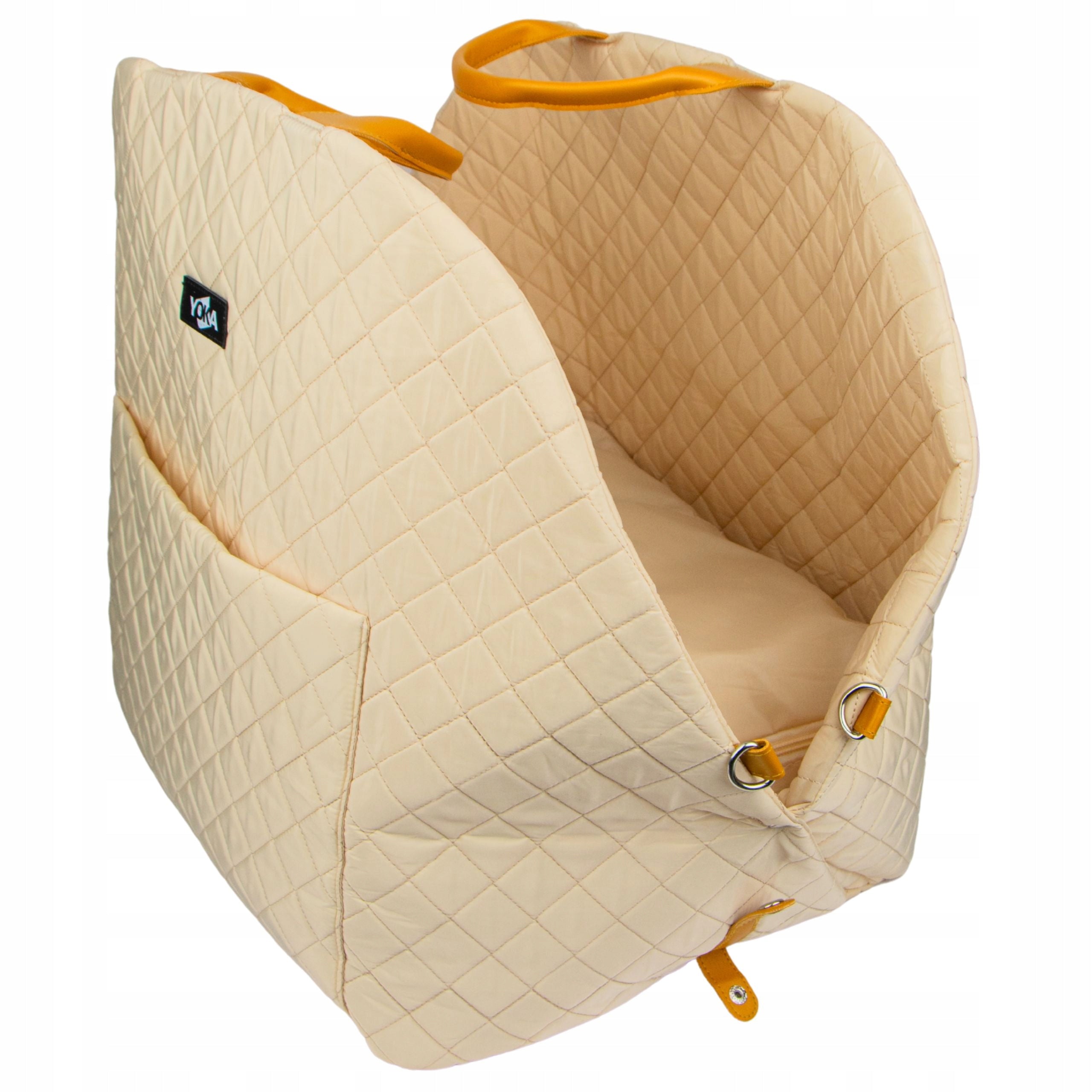 DOG BAG TRANSPORT Bed Seat with Quilted Clasp Soft Color beige