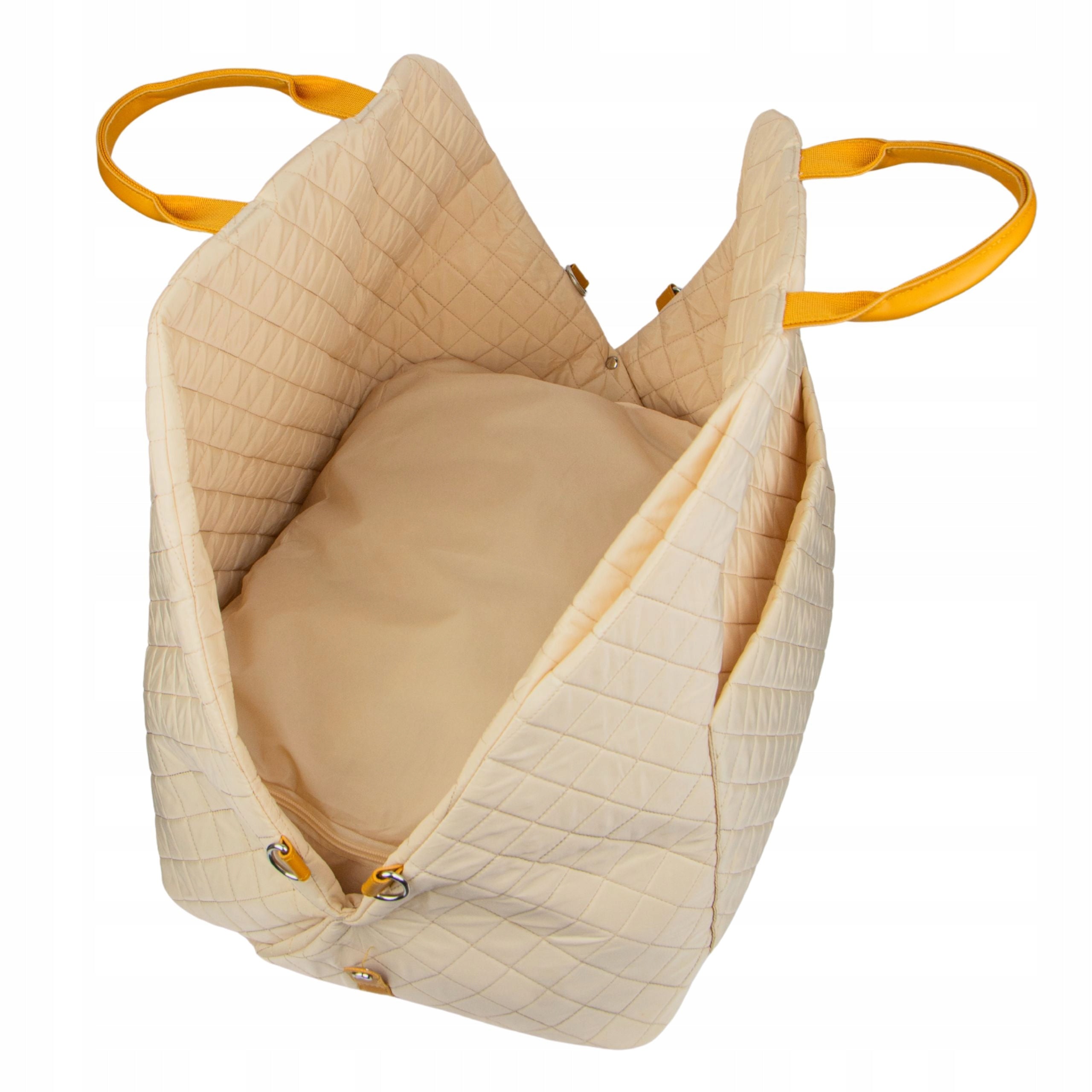 DOG BAG TRANSPORT Bed Seat with Quilted Clasp Soft Trade name torba dla psa małego średniego z uchwytem ecru kieszeń