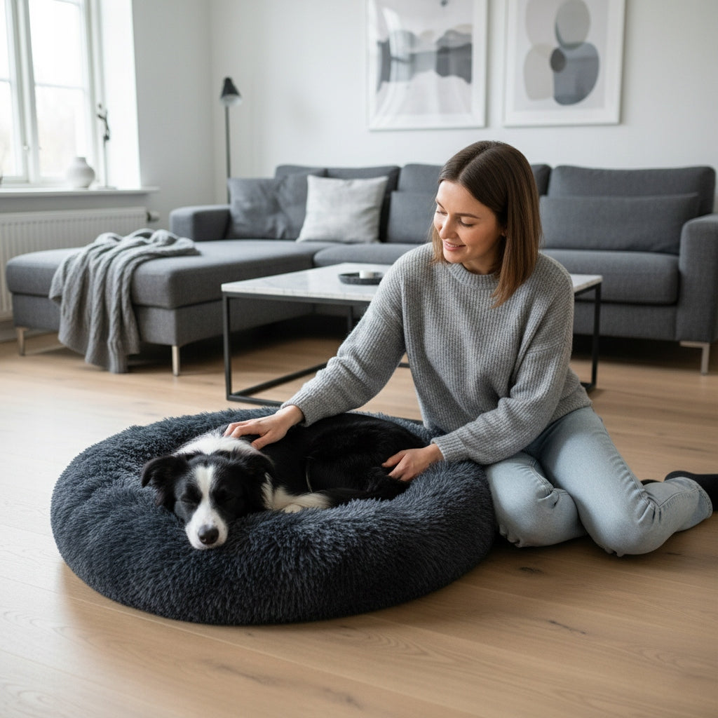 DOG BED CAT BED PLAYPEN PILLOW SOFT PLUSH 70 CM HAIRY Model L07 legowisko dla zwierząt 70 cm