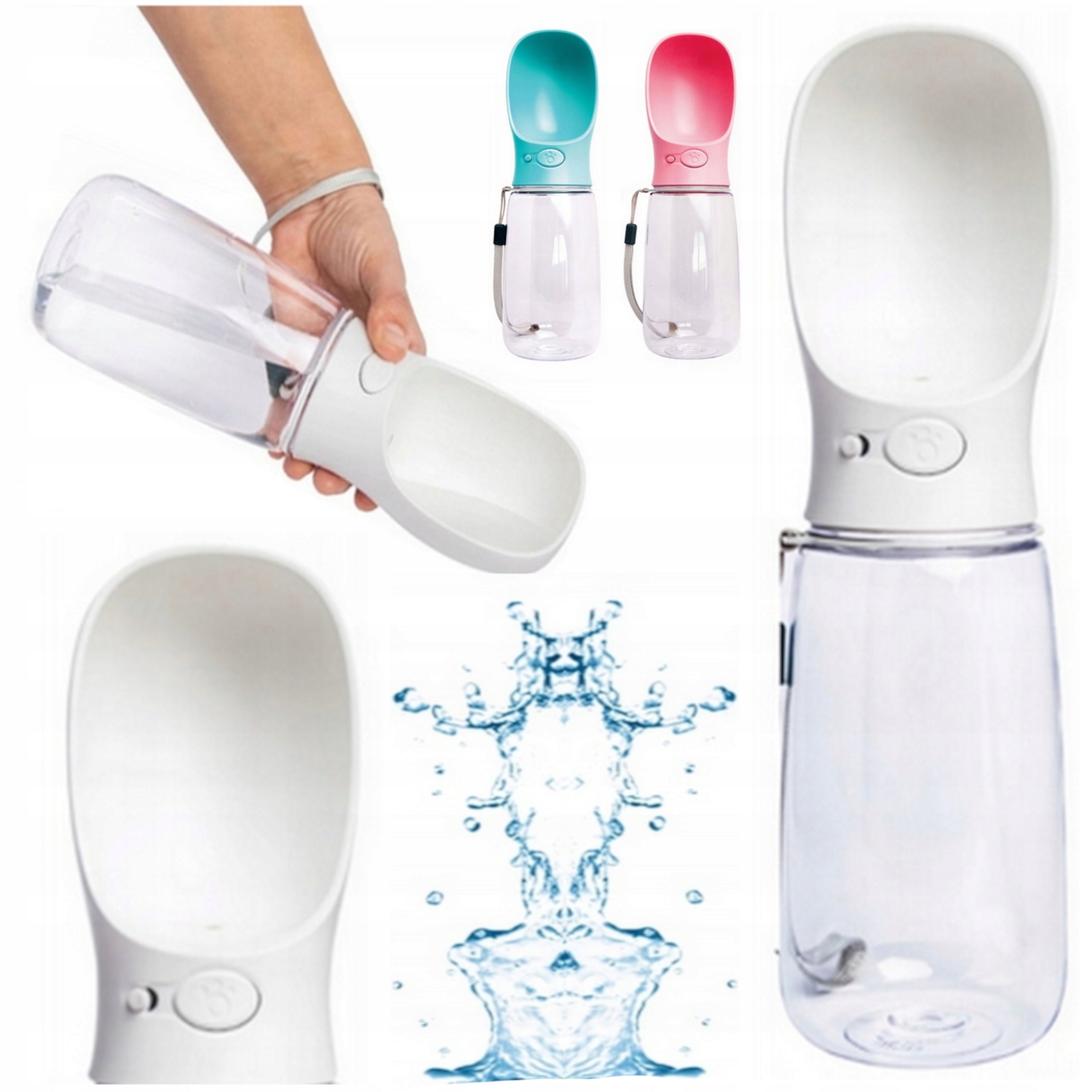 DOG BOTTLE TOURIST DRINKER BOWL PORTABLE WATER WALK WATER BOTTLE 550ML Color white