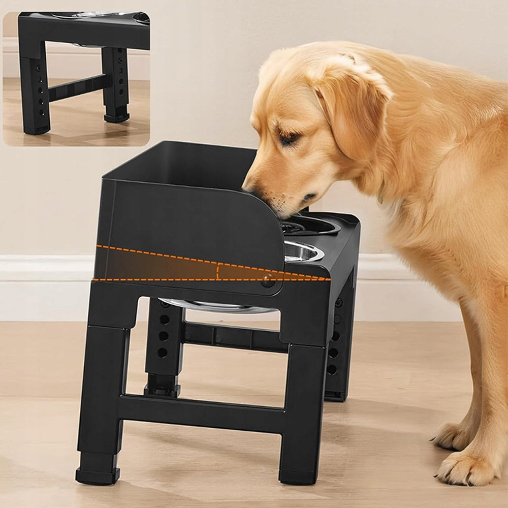 DOG BOWL DOUBLE NON-SPILL SLOWING ADJUSTABLE ON STAND 2IN1 Manufacturer code fjOfioifoifc
