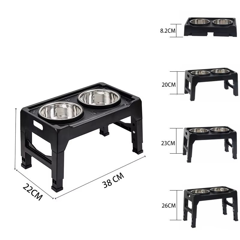 DOG BOWL Double On Stand Adjustable Slowing Metal Black Trade name Miska Dla Psa Podwójna Regulowana Wysokość Stojak Spowalniająca jedzenie miska metalowa