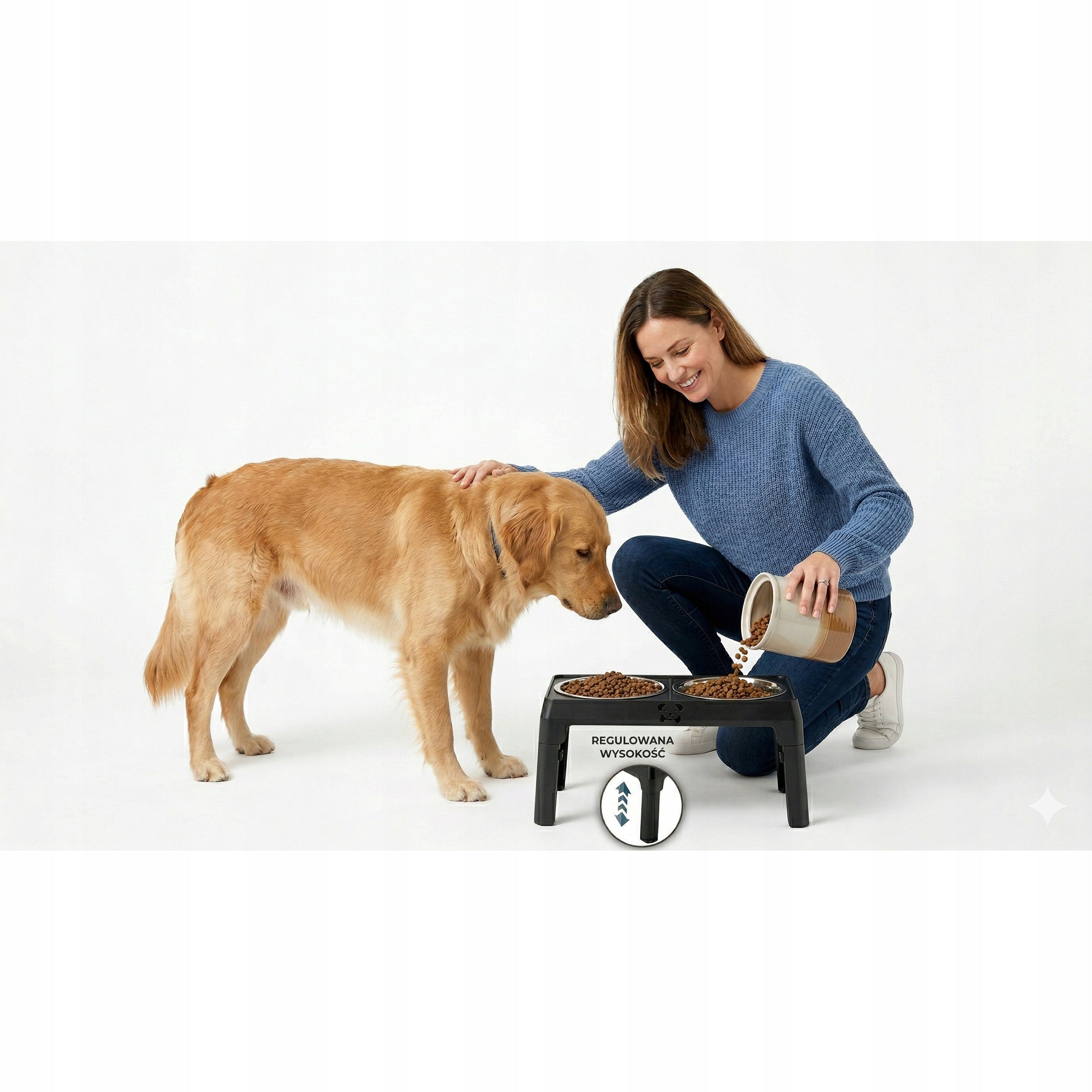 DOG BOWL ON STAND DOUBLE ADJUSTABLE FOR LARGE DOG 2X1L METAL Material metal