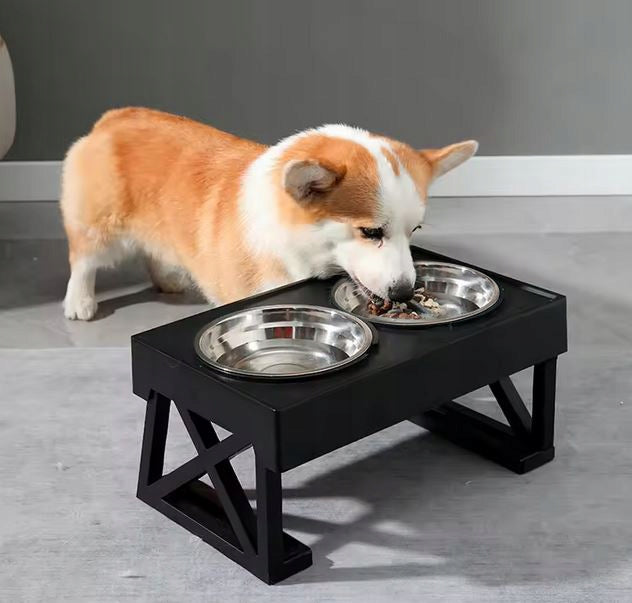 DOG BOWLS ON STAND DOUBLE BOWL ADJUSTABLE LARGE DOG 44cm 2X1L Material metal