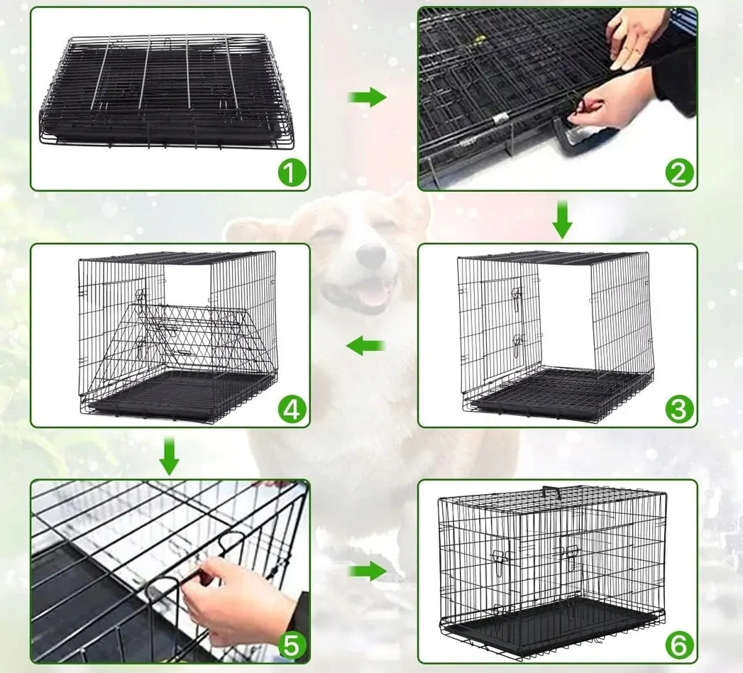 DOG CAGE KENNEL METAL PLAYPEN PET TRANSPORTER 90CM NUXIE Kind cage