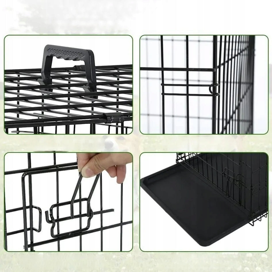 DOG CAGE KENNEL METAL PLAYPEN PET TRANSPORTER 90CM NUXIE Length 90 cm