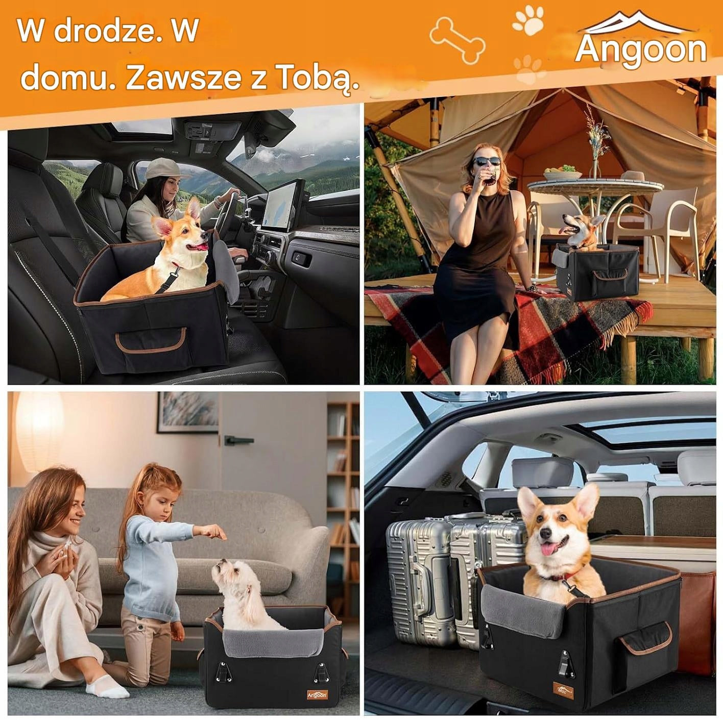 DOG CAR SEAT ANGOONI TRANSPORTER UP TO 8 KG L BLACK FOLDING Main material fabric