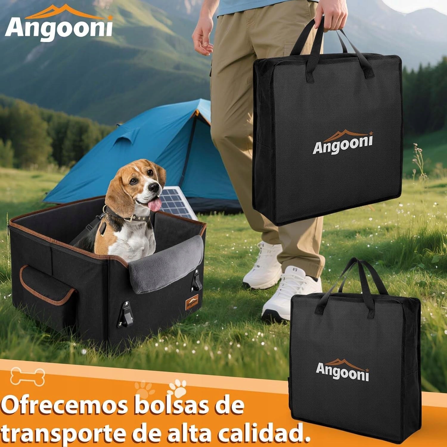 DOG CAR SEAT ANGOONI TRANSPORTER UP TO 8 KG L BLACK FOLDING Product height 28.5 cm
