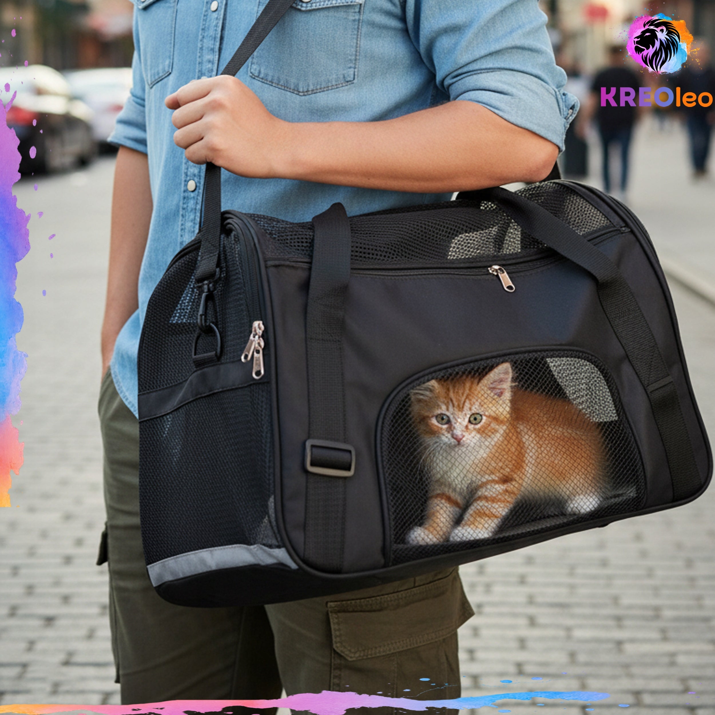 DOG CARRIER PET BAG 2 COLORS 43*28*19 CM ON FRAME Product height 28 cm