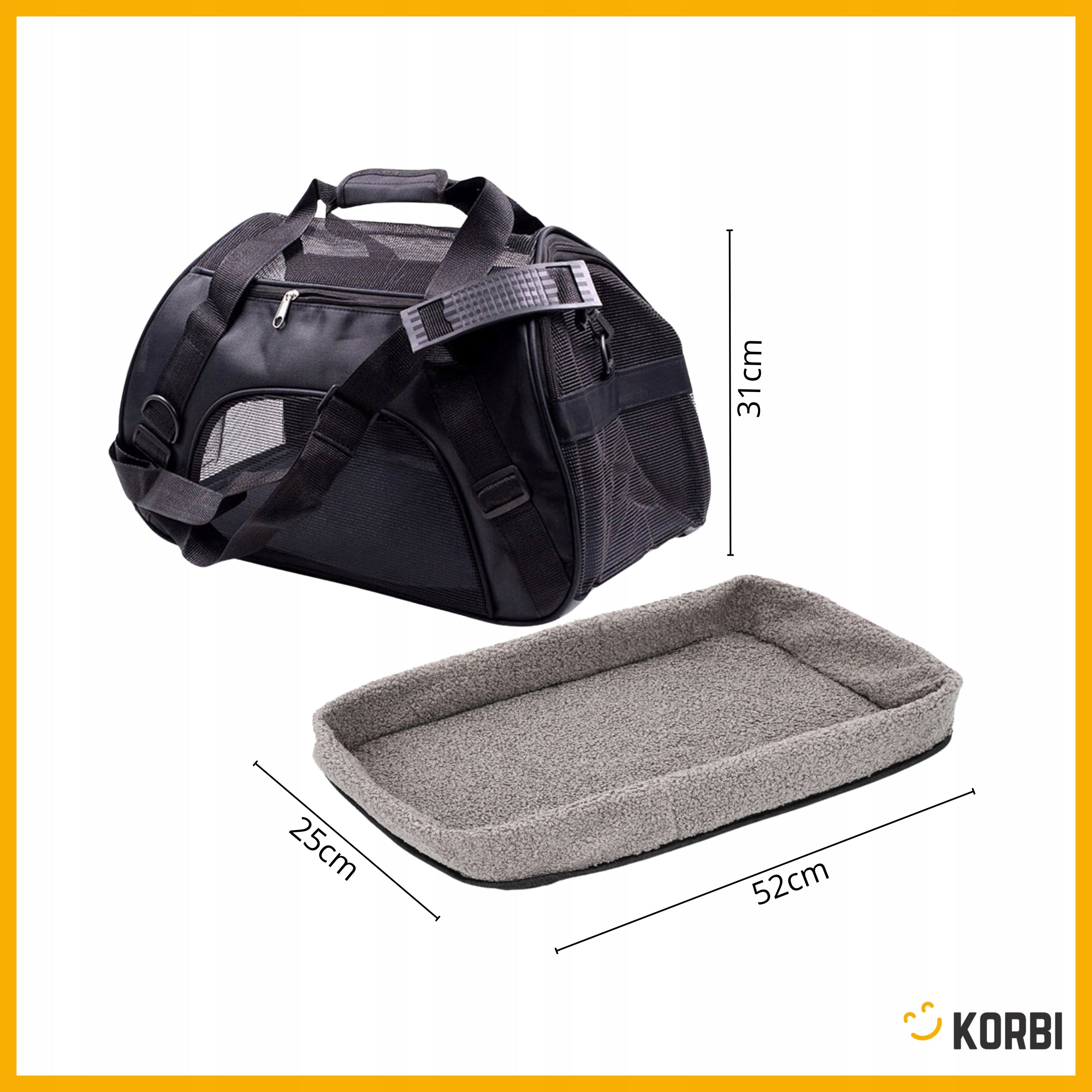 DOG CAT CARRIER BAG WITH PLUSH MAT FOR CARRYING ANIMALS L Brand Korbi