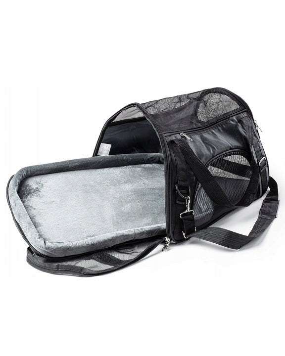 DOG CAT CARRIER BAG WITH PLUSH MAT L SOLID BLACK Kind carrier