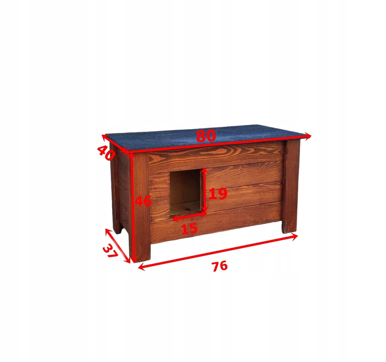 DOG CAT KENNEL INSULATED ALL WOODEN WHOLE with curtain at the entrance Manufacturer code 4080