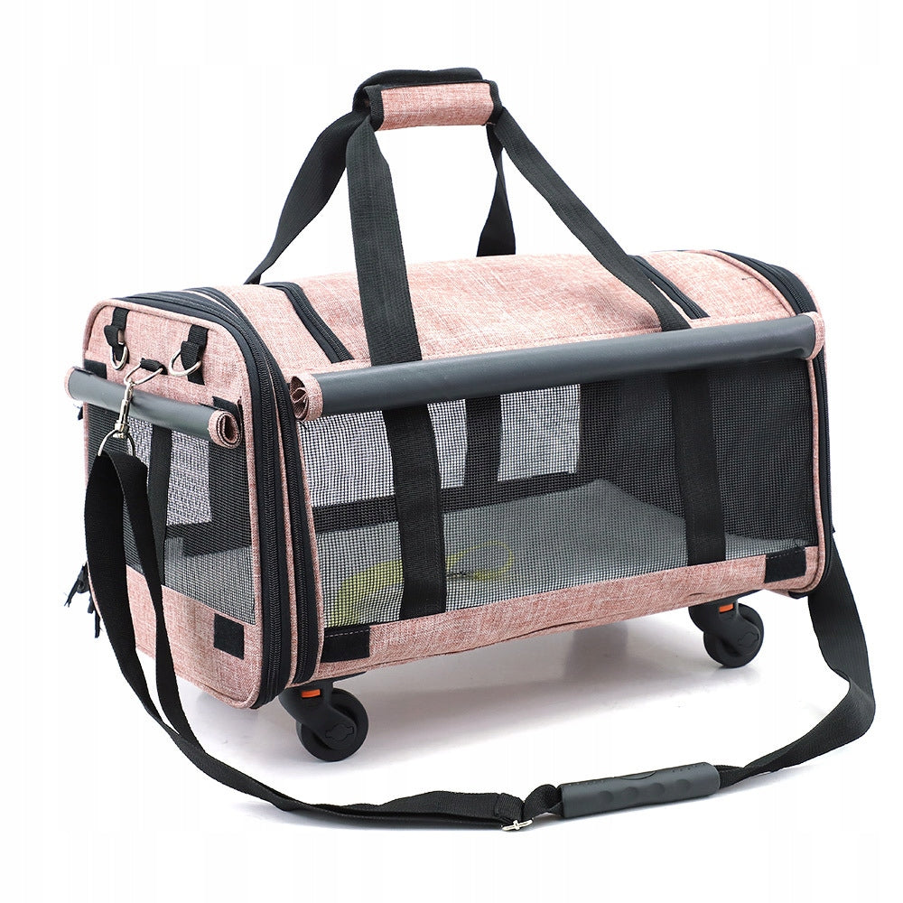 DOG CAT TRANSPORTER CARRY BAG WITH WHEELS