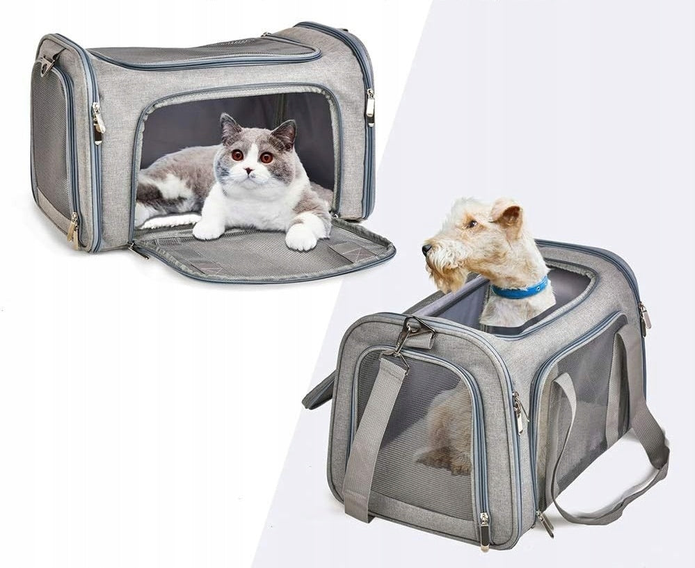 DOG CAT TRANSPORTER SHOULDER TRAVEL BAG WITH PLUSH MAT 50x34x34CM Product height 34 cm