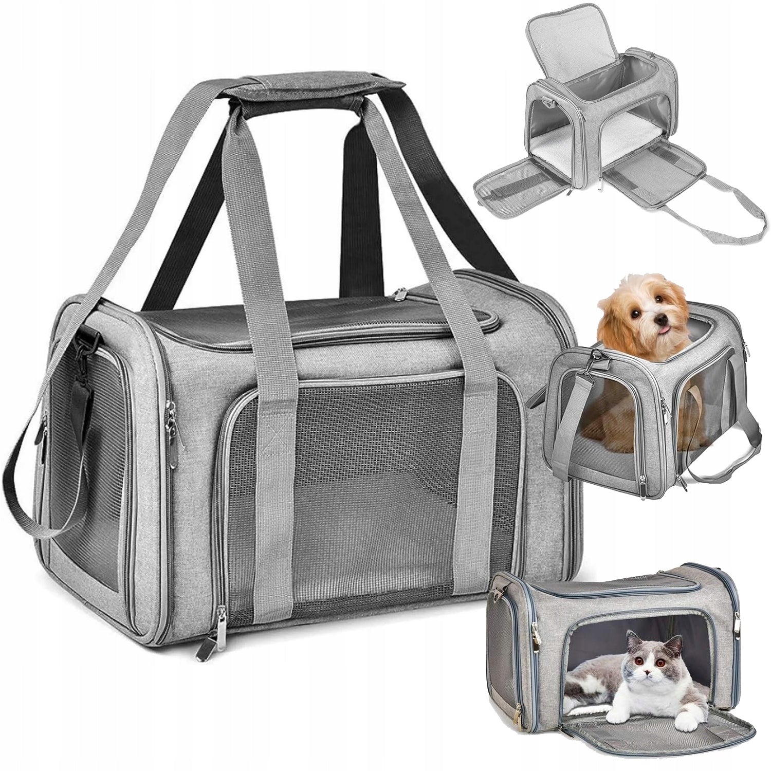 DOG CAT TRANSPORTER SHOULDER TRAVEL BAG WITH PLUSH MAT 50x34x34CM