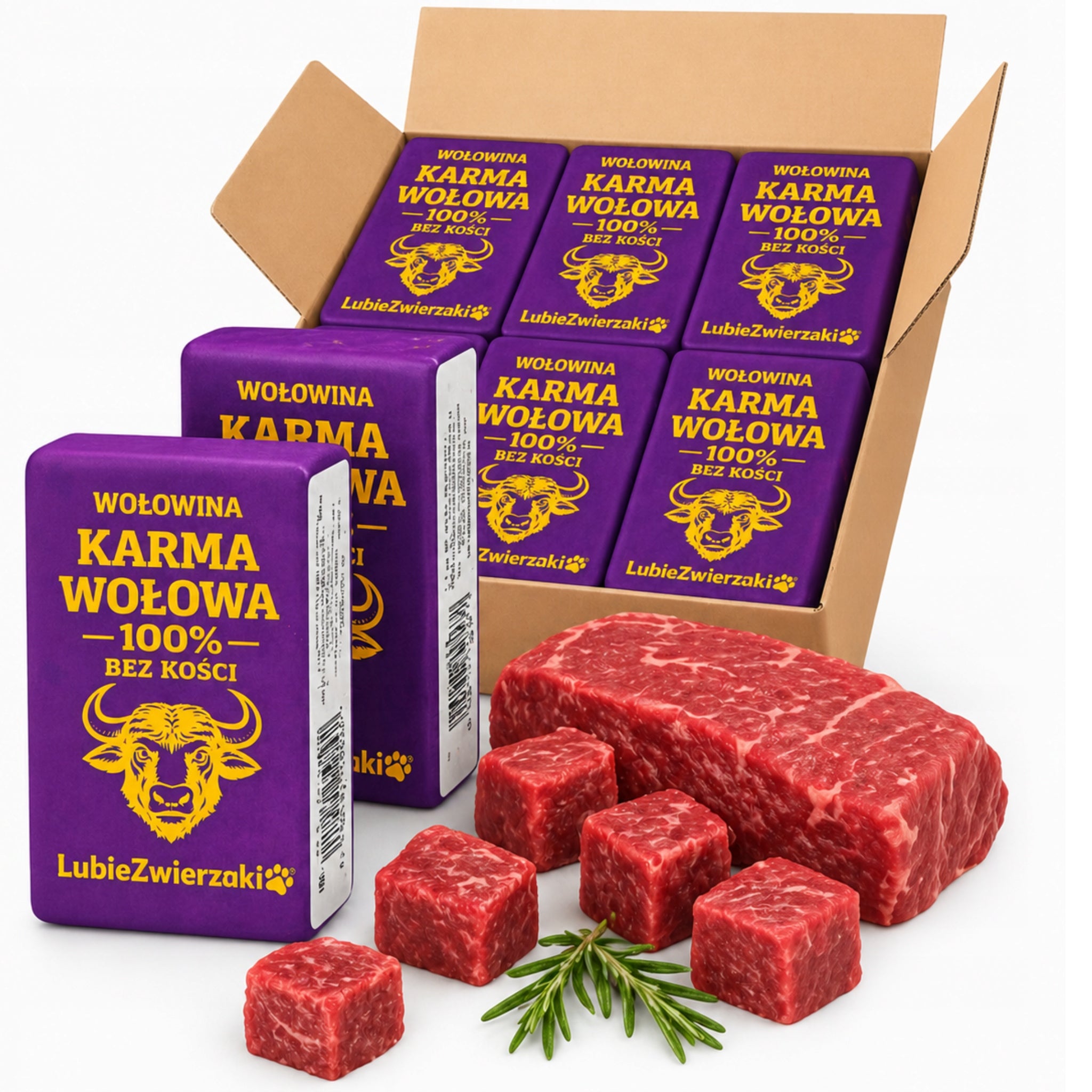 DOG FOOD 20KG FROZEN MEAT 100% BEEF DOG BARF BONELESS CUBES Manufacturer code LubieZwierzaki BEZ KOŚCI WOŁOWINA 100% 20kg