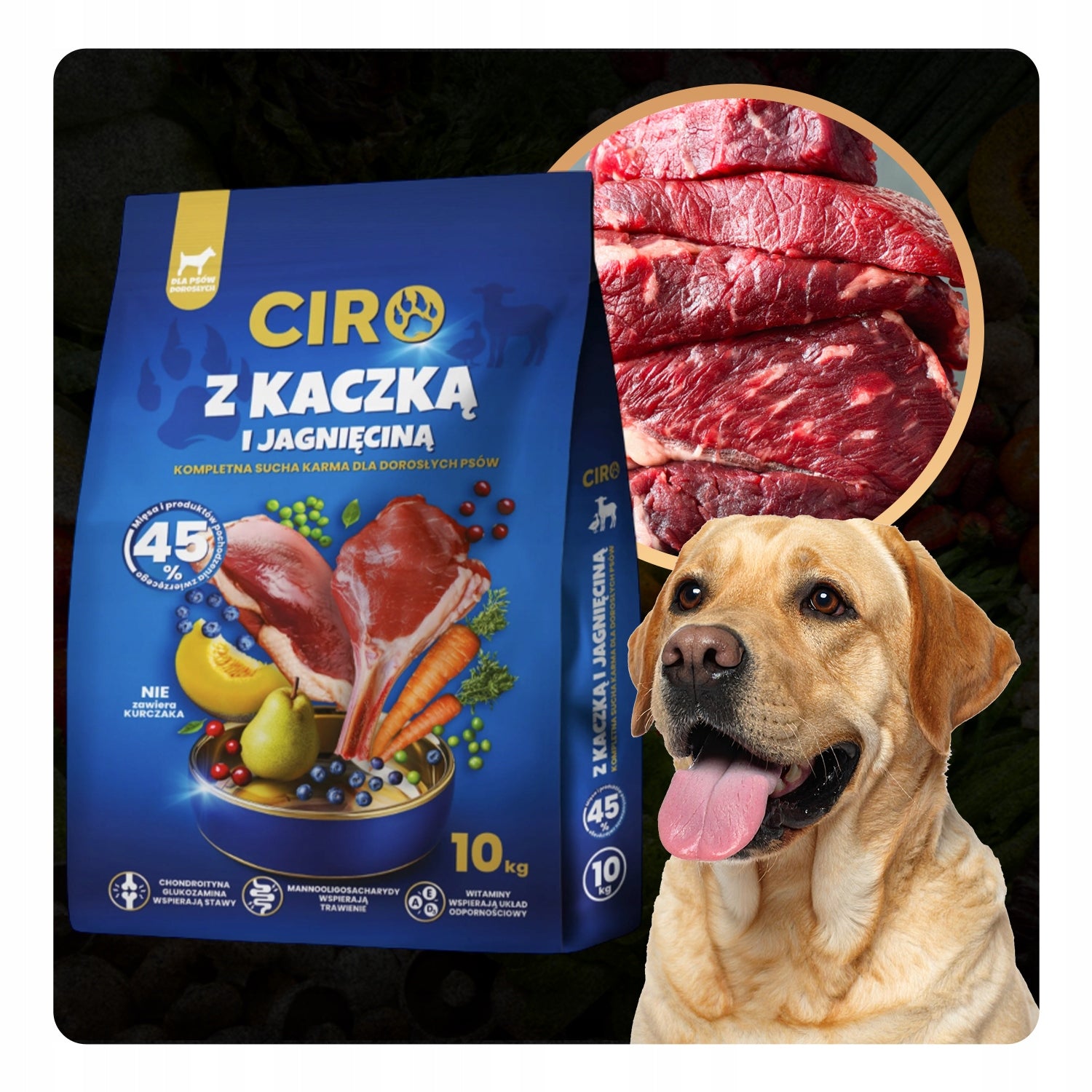 DOG FOOD Ciro Lamb Duck 10 kg for Active Adult Dogs Manufacturer code CIRO 10kg z kaczką i jagnięciną