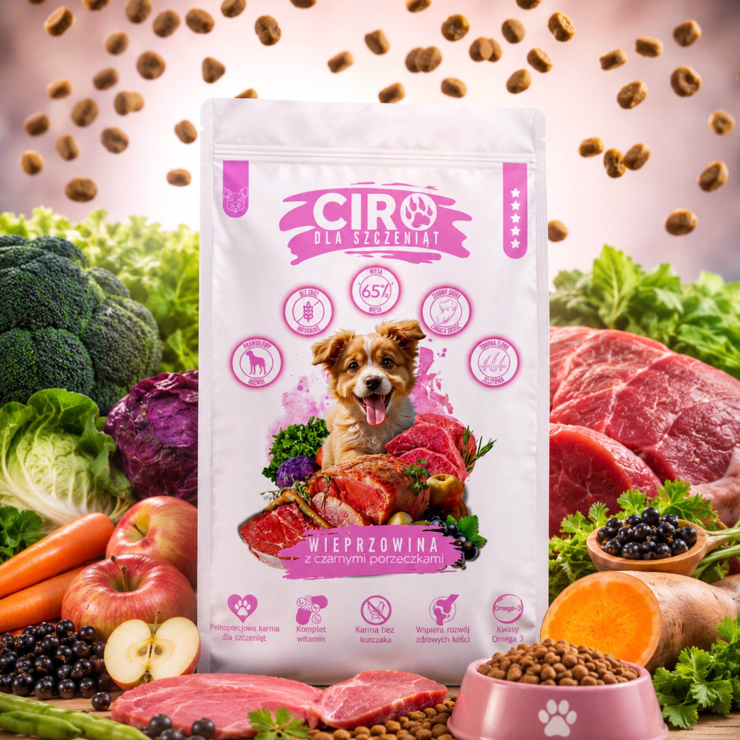 DOG FOOD Ciro for puppies Pork Currant 5 kg Grain-free Packaging status original