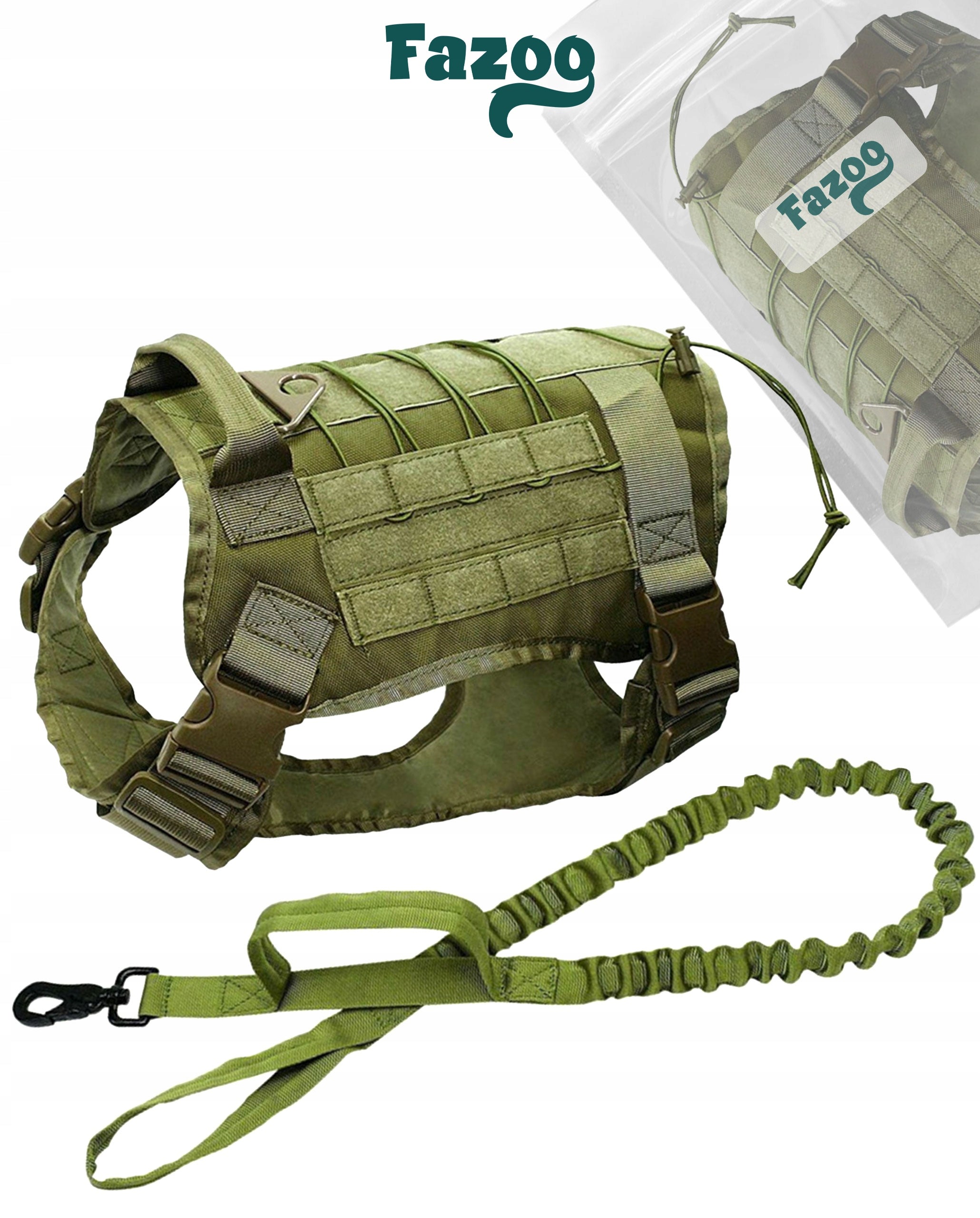 DOG HARNESS GUARD with Lanyard Strong Tactical Military Lanyard 150cm Green Kind walking harness