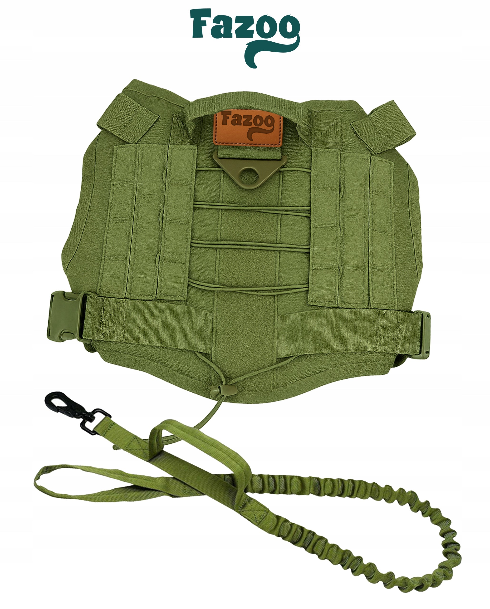DOG HARNESS GUARD with Lanyard Strong Tactical Military Lanyard 150cm Green Trade name Zestaw Szelek ze Smyczą 150 cm dla Psa Szelki Spacerowe Uprząż Taktyczna Wojskowa Survivalowa Spacer