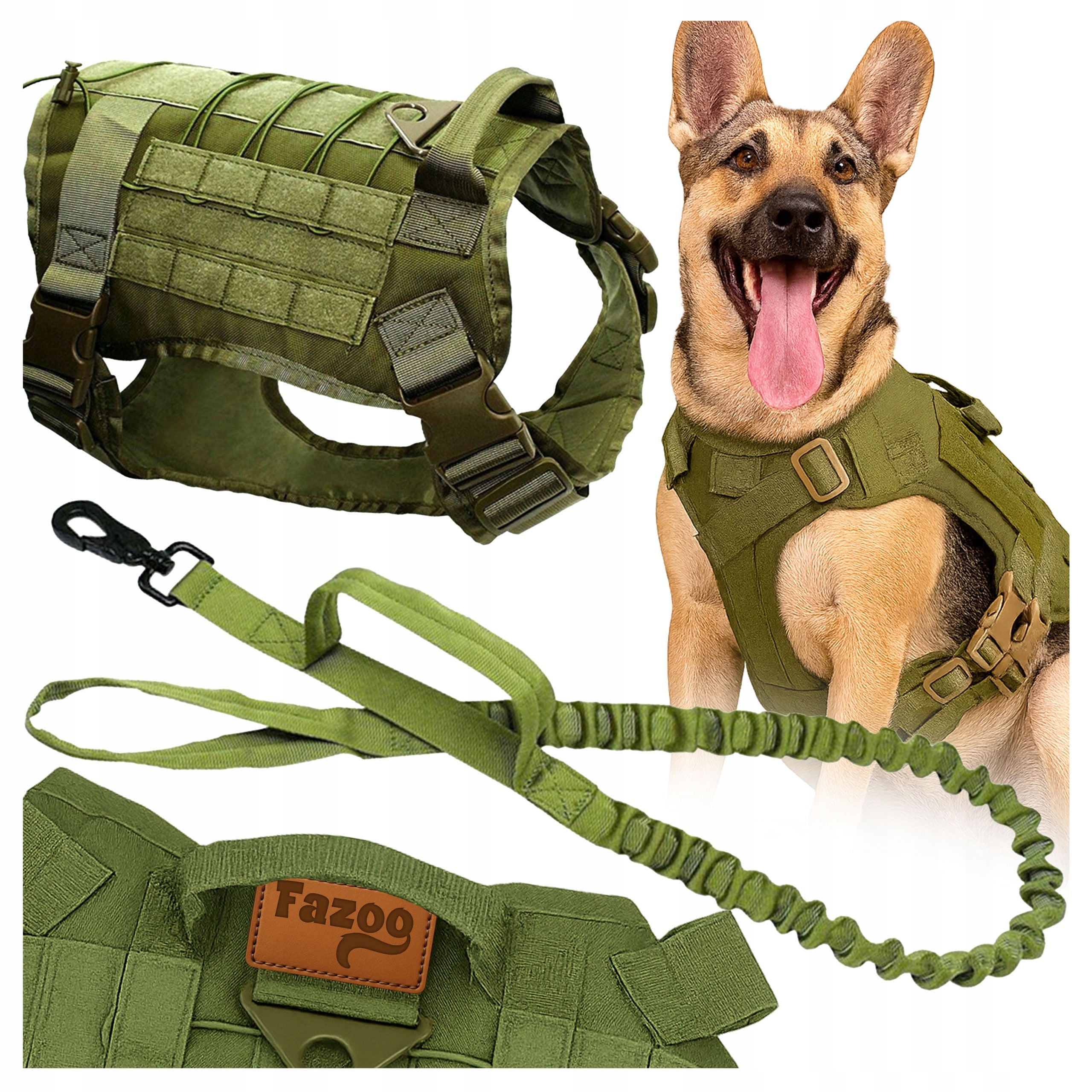 DOG HARNESS GUARD with Lanyard Strong Tactical Military Lanyard 150cm Green