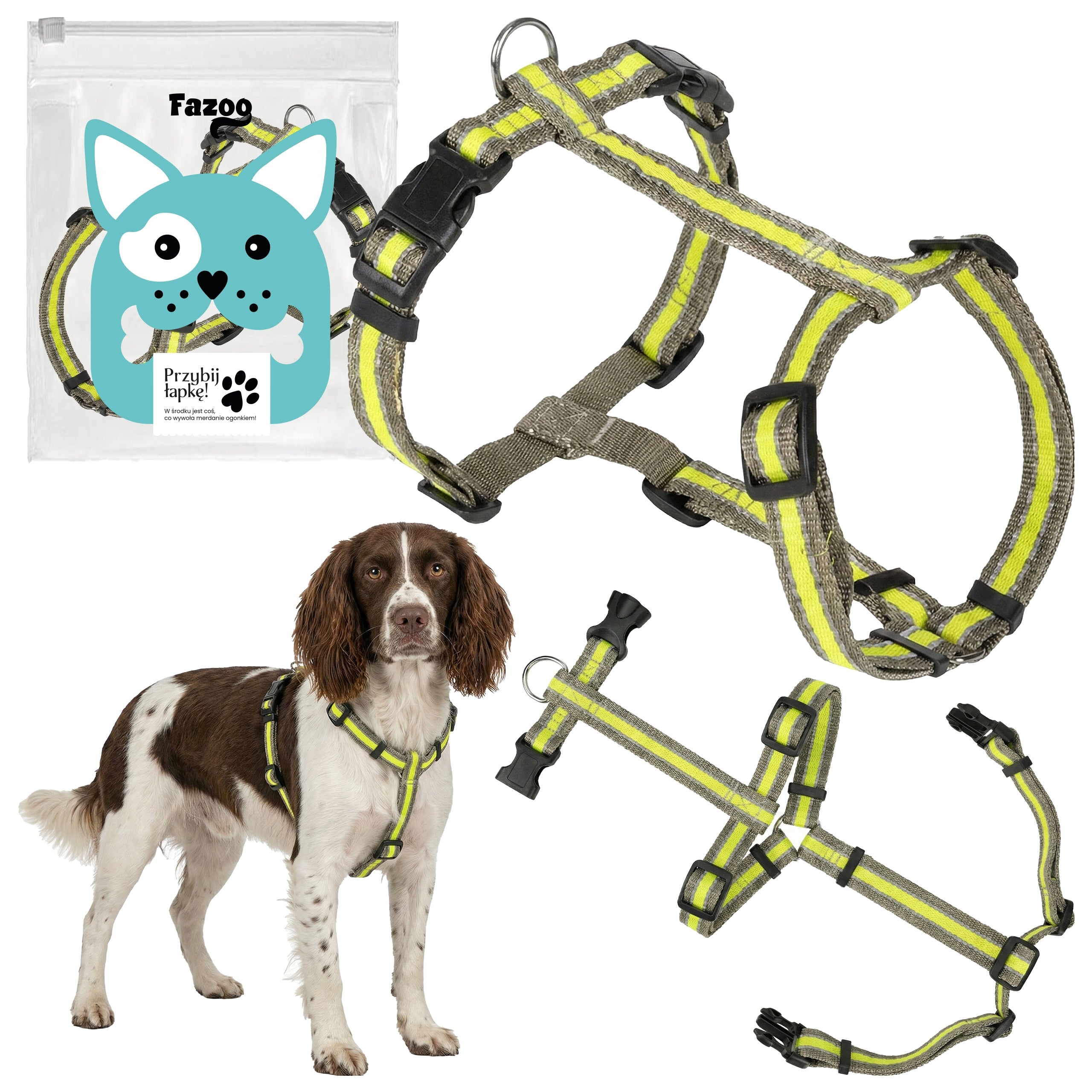 DOG HARNESS Strong Reflective Walking Adjustable Pressure-Free Yellow M/L