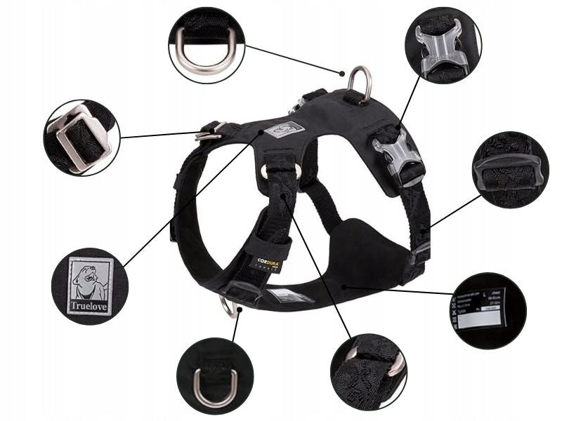DOG HARNESS WATERPROOF LIGHTWEIGHT TRUELOVE ADVENTURE SOFT BLACK S Color black