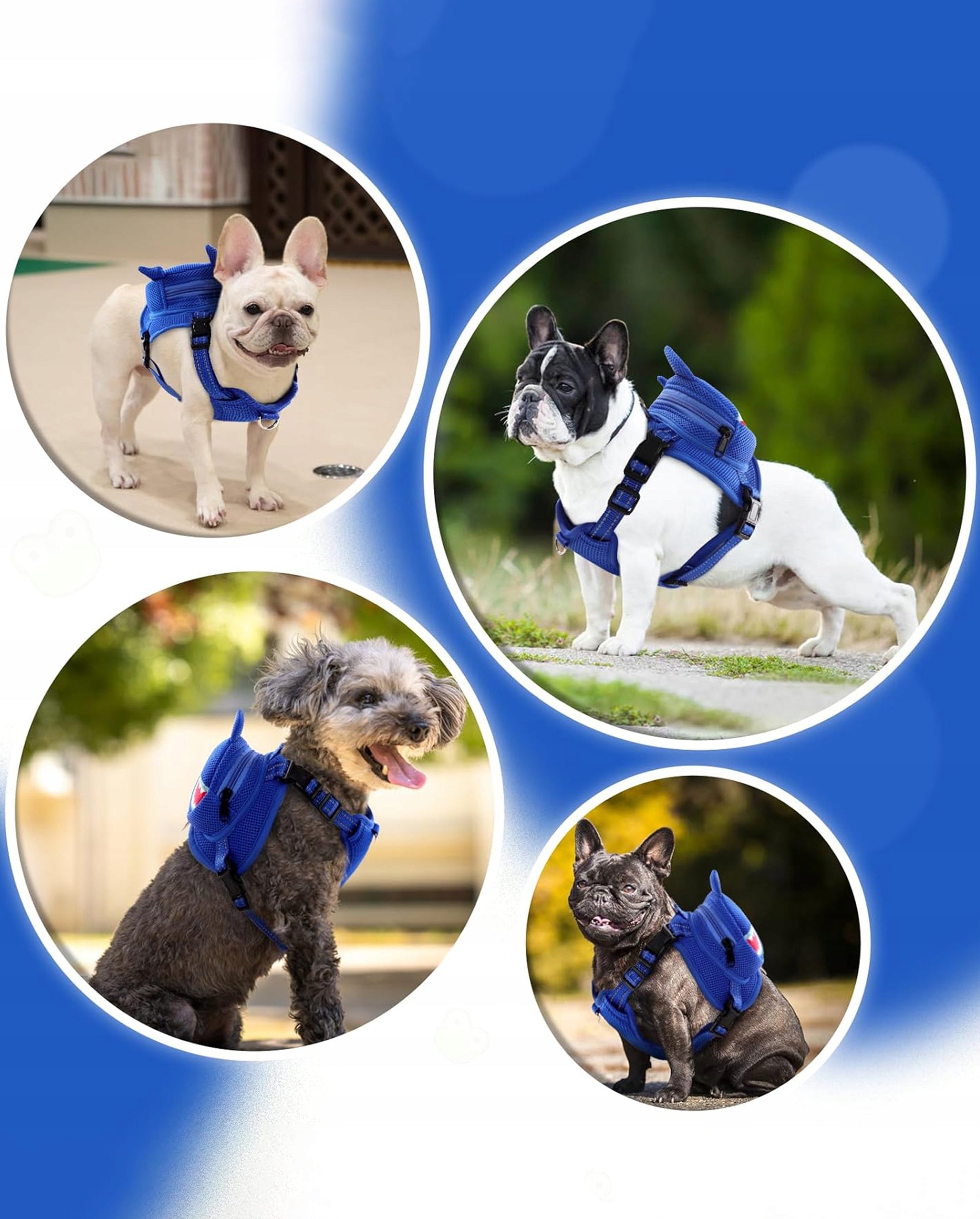 DOG HARNESS Walking Adjustable Pressure-Free With Backpack Breathable XS Dog size small dog