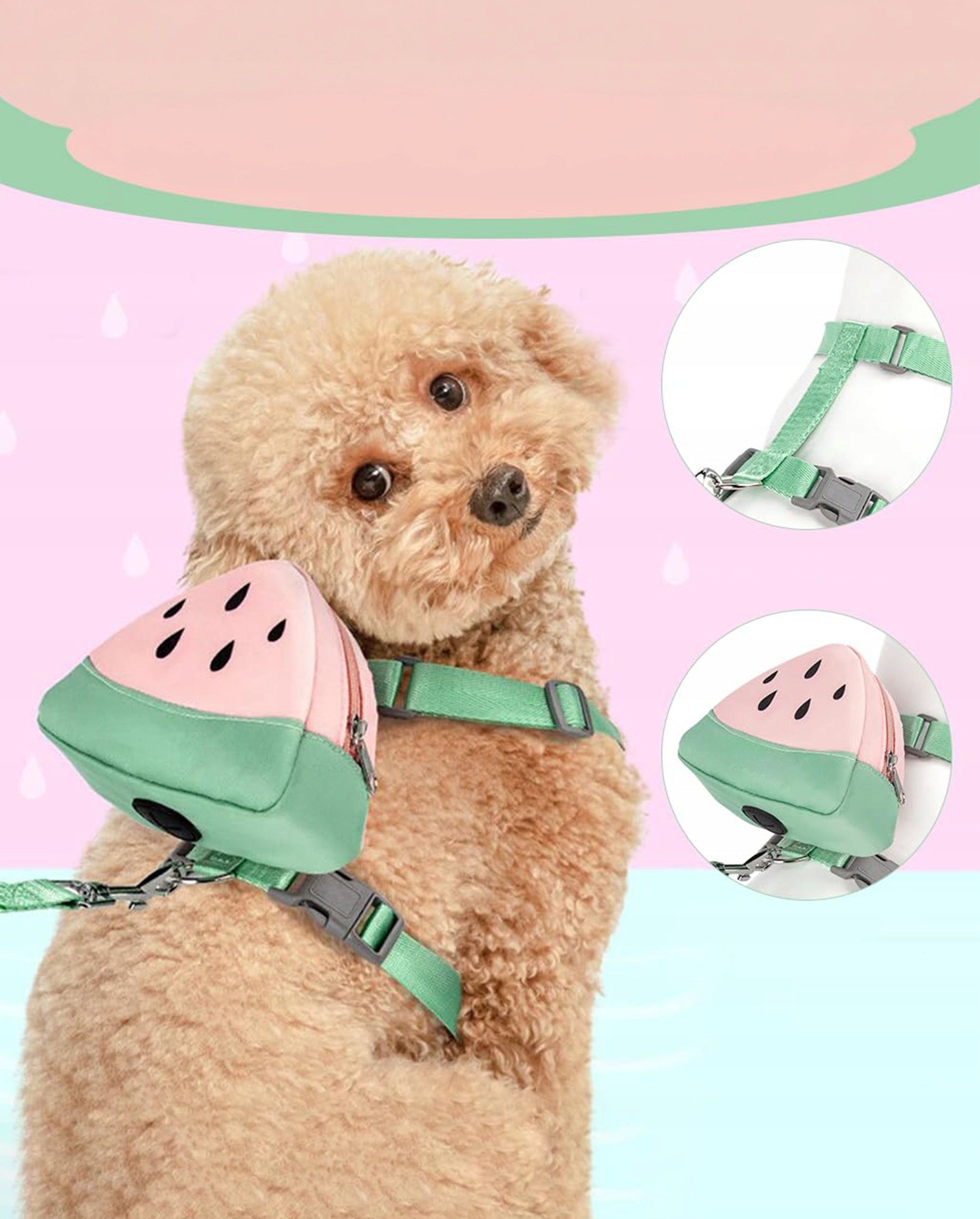 DOG HARNESS Walking Adjustable Pressure-Free With Backpack and Lanyard M Packaging status original