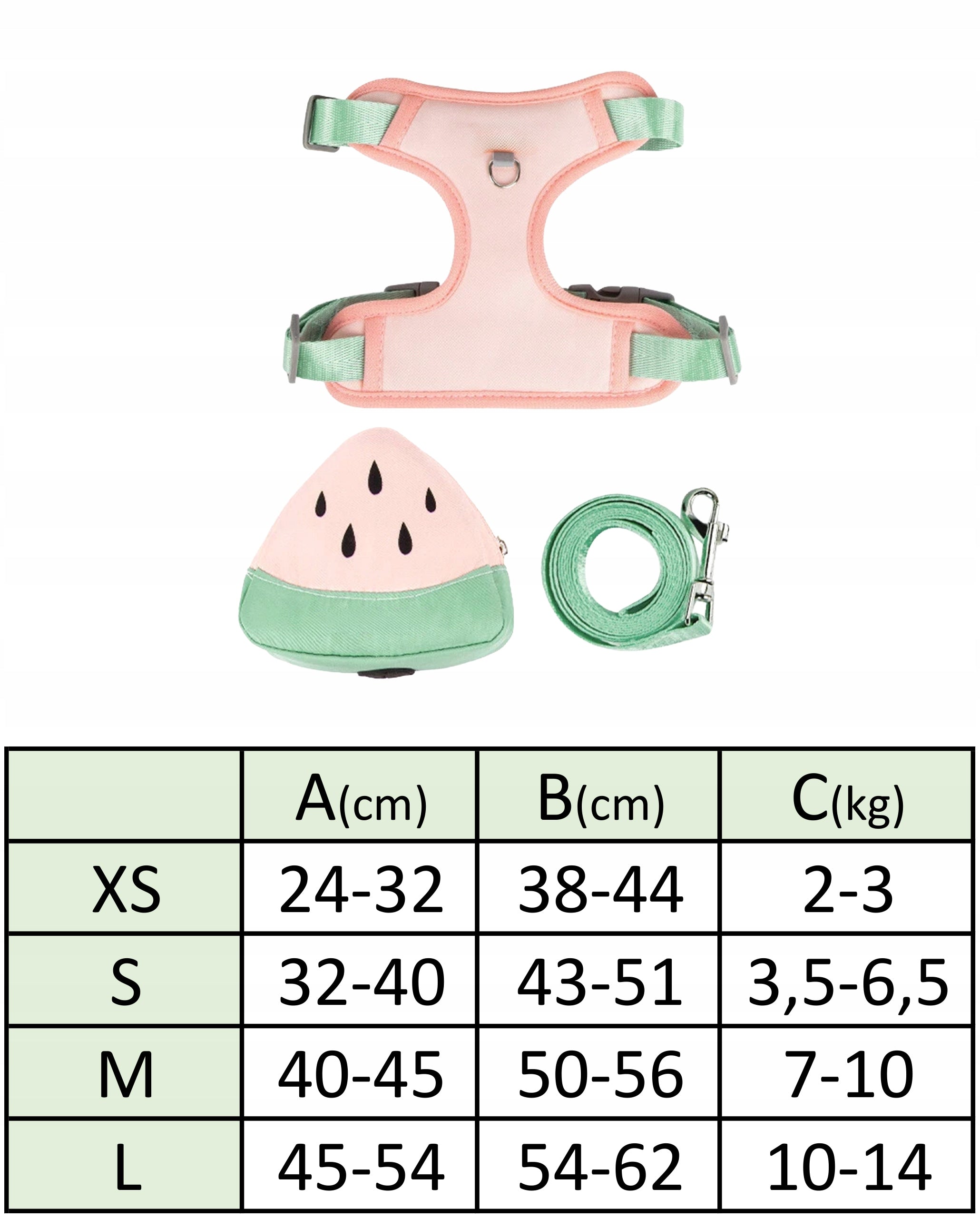 DOG HARNESS Walking Adjustable Pressure-Free With Backpack and Lanyard M Trade name Szelki Smycz dla Psa Z Plecakiem Arbuza Różowe Uprząż na Spacer Bezuciskowe Fazoo
