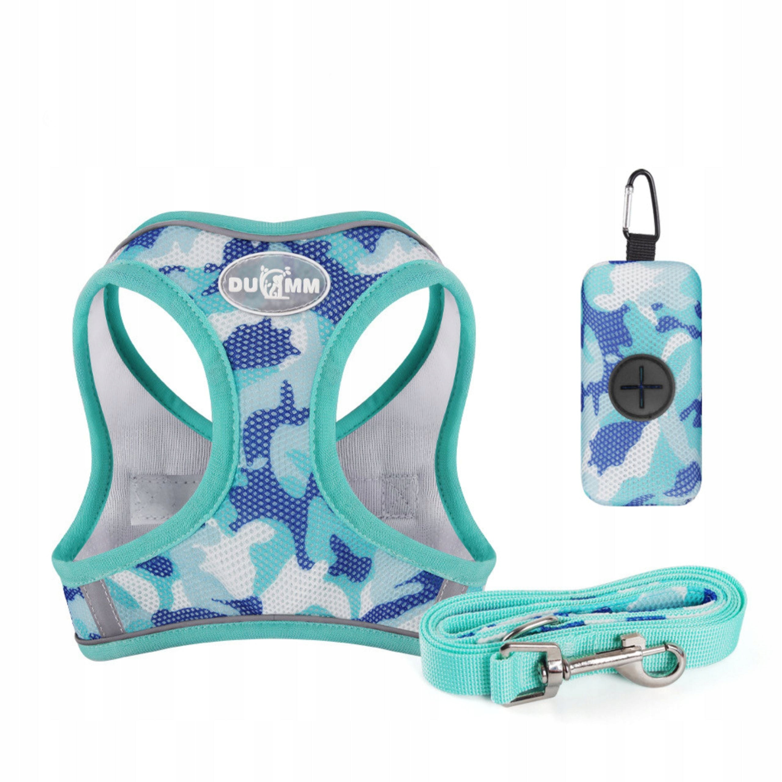 DOG HARNESS strong reflective adjustable pressure-free durable turquoise S